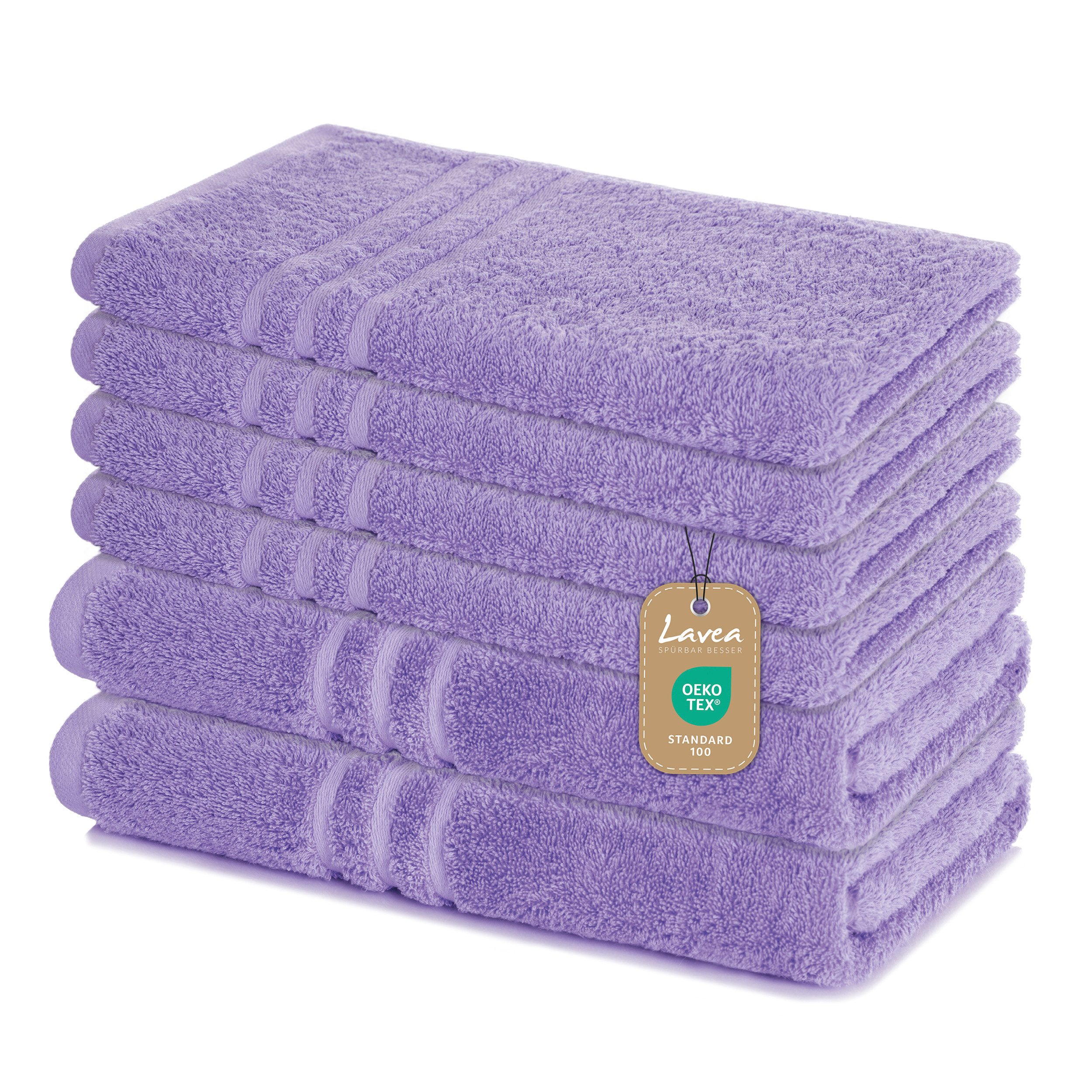 Lavea Handtuch Set Elena, Duschtücher, Handtücher, Gästetücher, Waschhandschuhe, 100% Baumwolle (Set, 6-St), Frottierserie, weich & saugstark, pflegeleicht, 500 g/m² Frottier