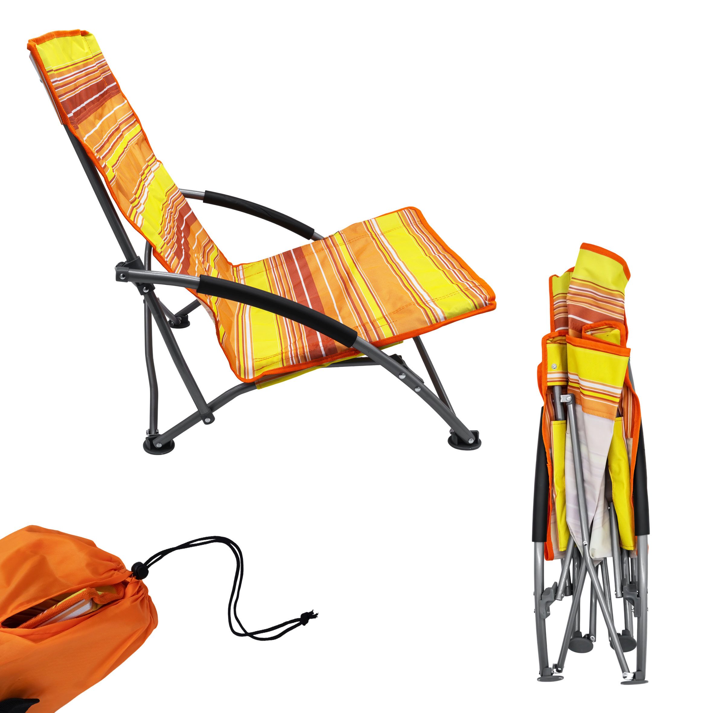 Spetebo Campingstuhl 1x Strandstuhl orange mit Tragetasche 600D Oxford (Stück, 1 St), Garten Camping Stuhl mit Tragetasche – Bild 3 von 5