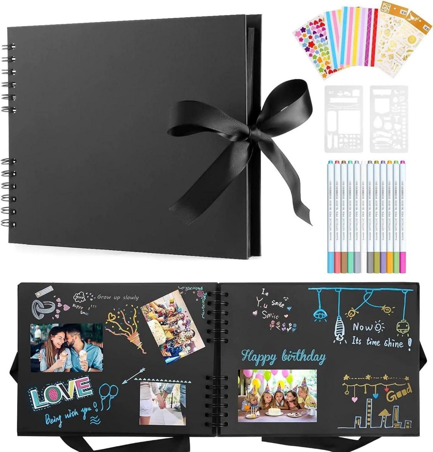 Fotoalbum Fotoalbum zum Selbstgestalten Schwarze Seiten Scrapbook DIY Groß für