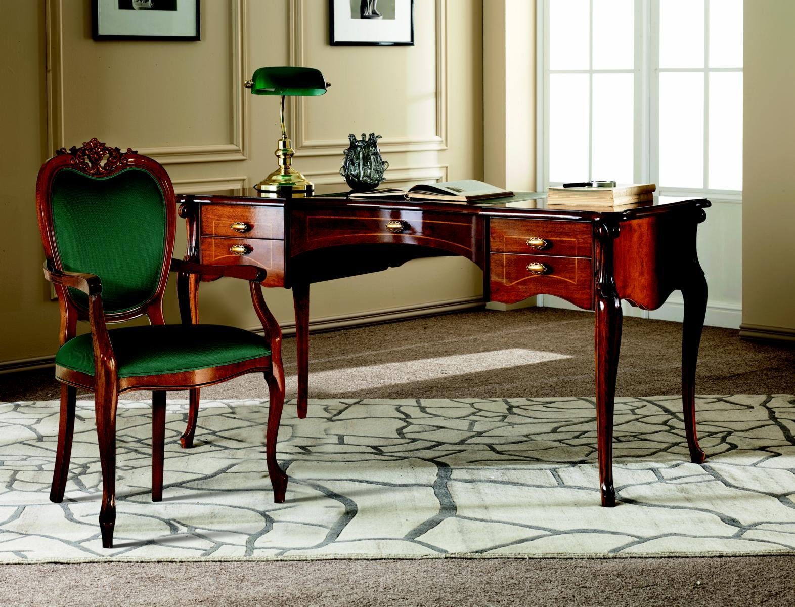 JVmoebel Arbeitstisch Barocker Schreibtisch 2-teiliges Set Italienische Möbelstücke, Made in Europa