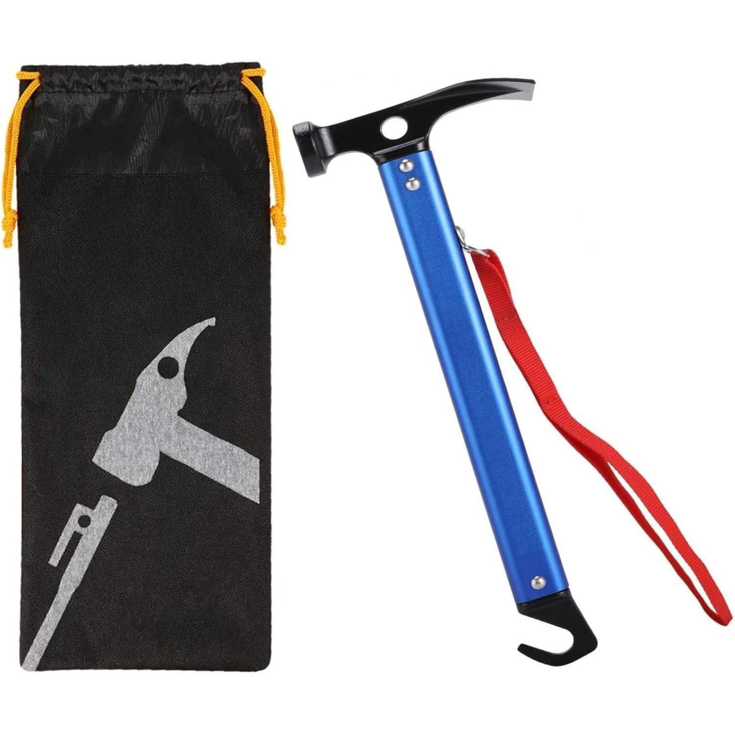 LuxusKollektion Campinghammer Zelthammer 30 cm Aluminium mit Haken und Tasche