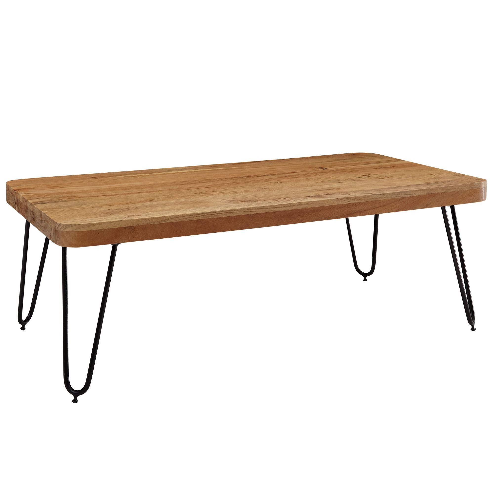 FINEBUY Couchtisch SuVa2463_1 (Akazie Massivholz 115x60x40 cm Rechteckig Modern), Großer Wohnzimmertisch, Sofatisch Kaffeetisch