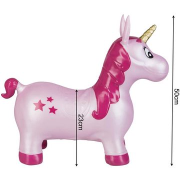 Idena Hüpftier Einhorn, Pink mit Sternen, mit Luftpumpe