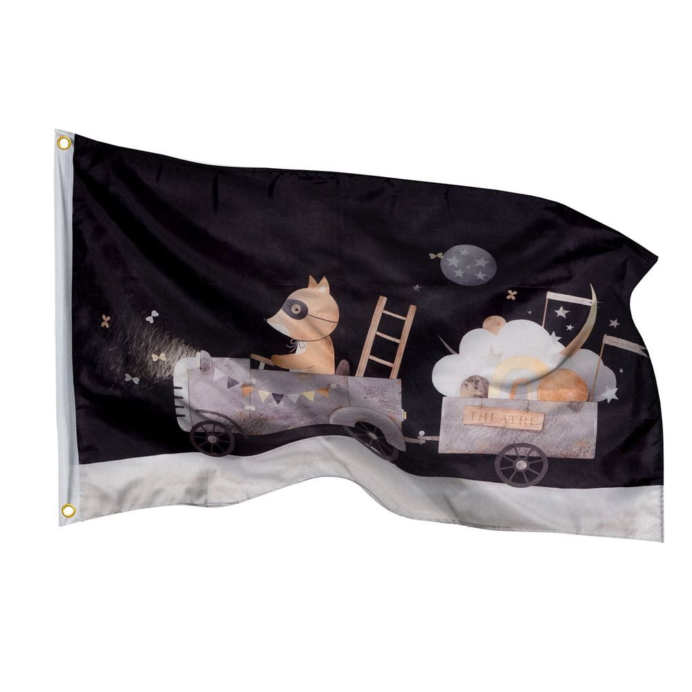 PHENO FLAGS Flagge Gute Nacht Flagge für Kinder - 60x90 cm - Motiv mit Fuchs und Mond (Hochwertige Kinder-Fahne fürs Kinderzimmer oder den Spielturm), mit Metallösen & Doppelnaht