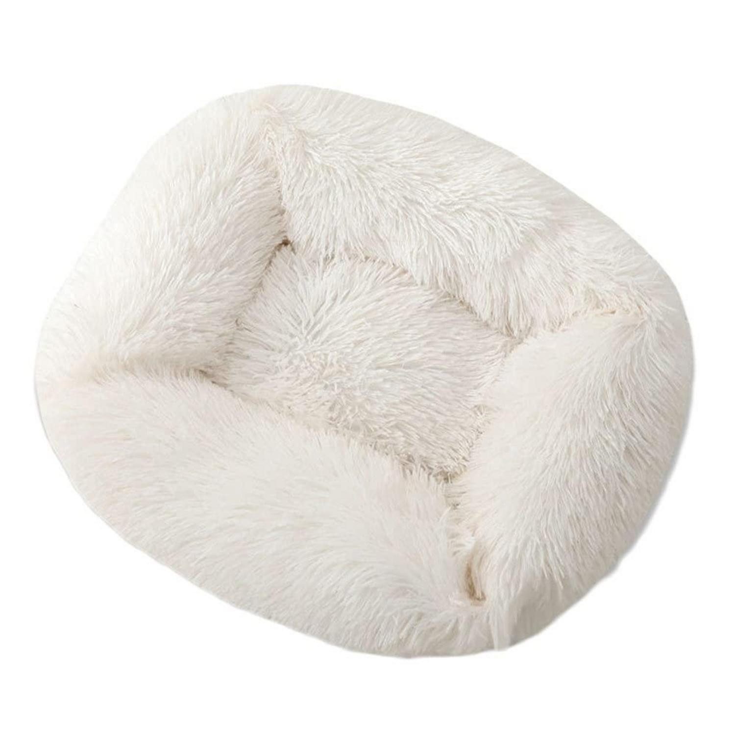 LuxusKollektion Hundebett Haustierbett Plüsch L Weiß