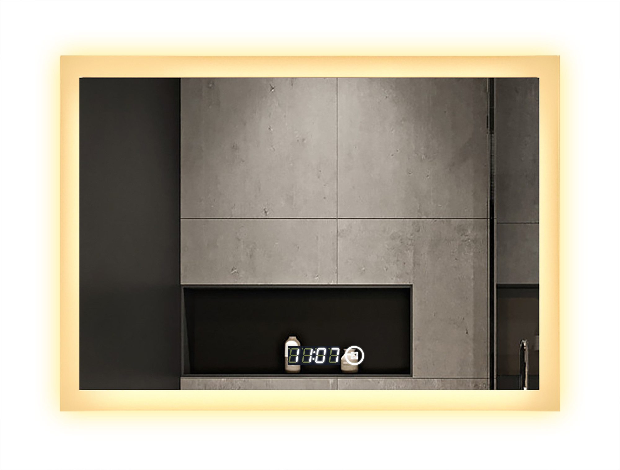 Spiegel LED Badspiegel Uhr mit touch Beleuchtung 80x60