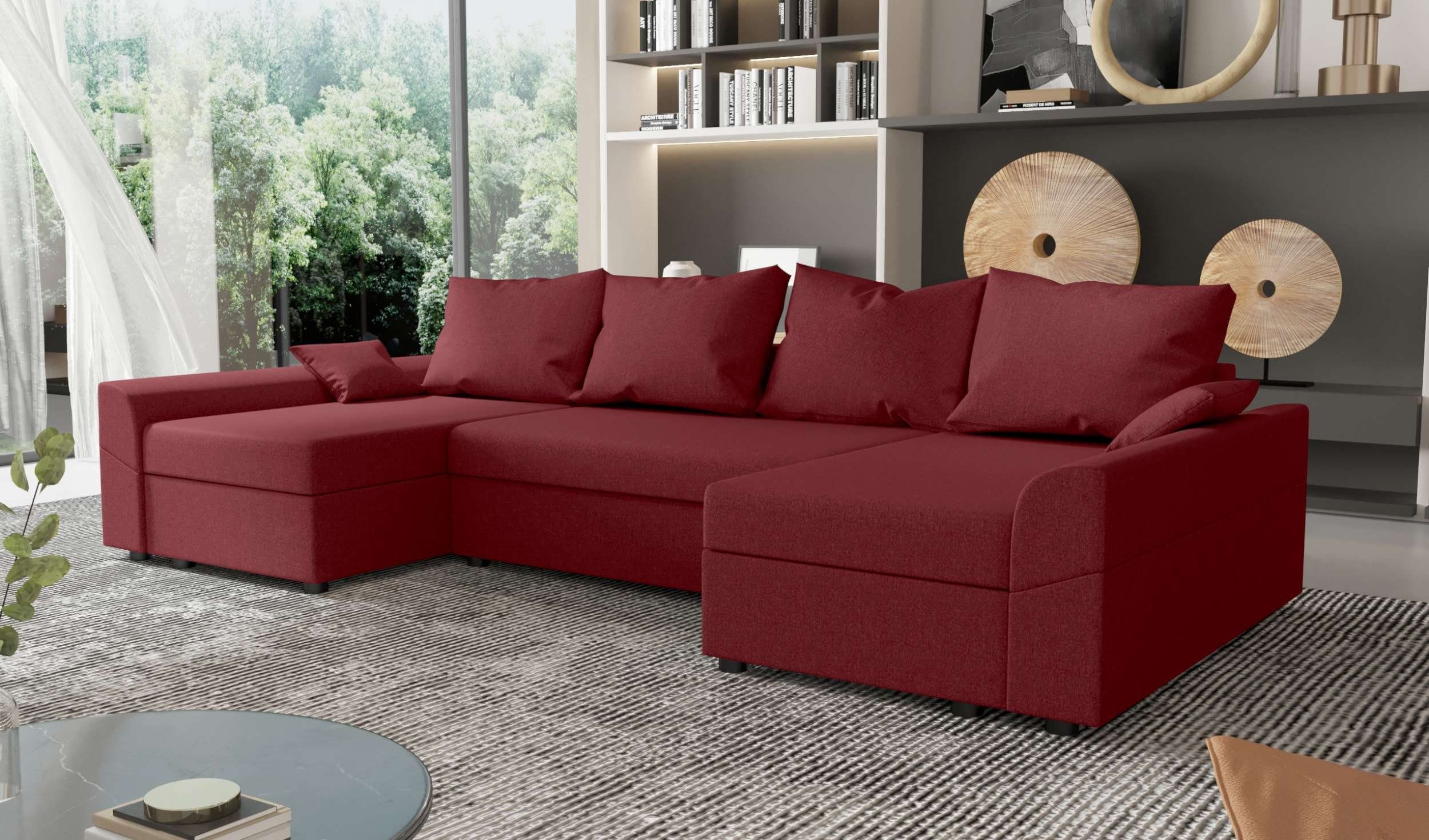 Sofa, Sitzkomfort, Design Modern U-Form, mit Carolina, Wohnlandschaft Bettfunktion, mit Stylefy Eckcouch, Bettkasten,