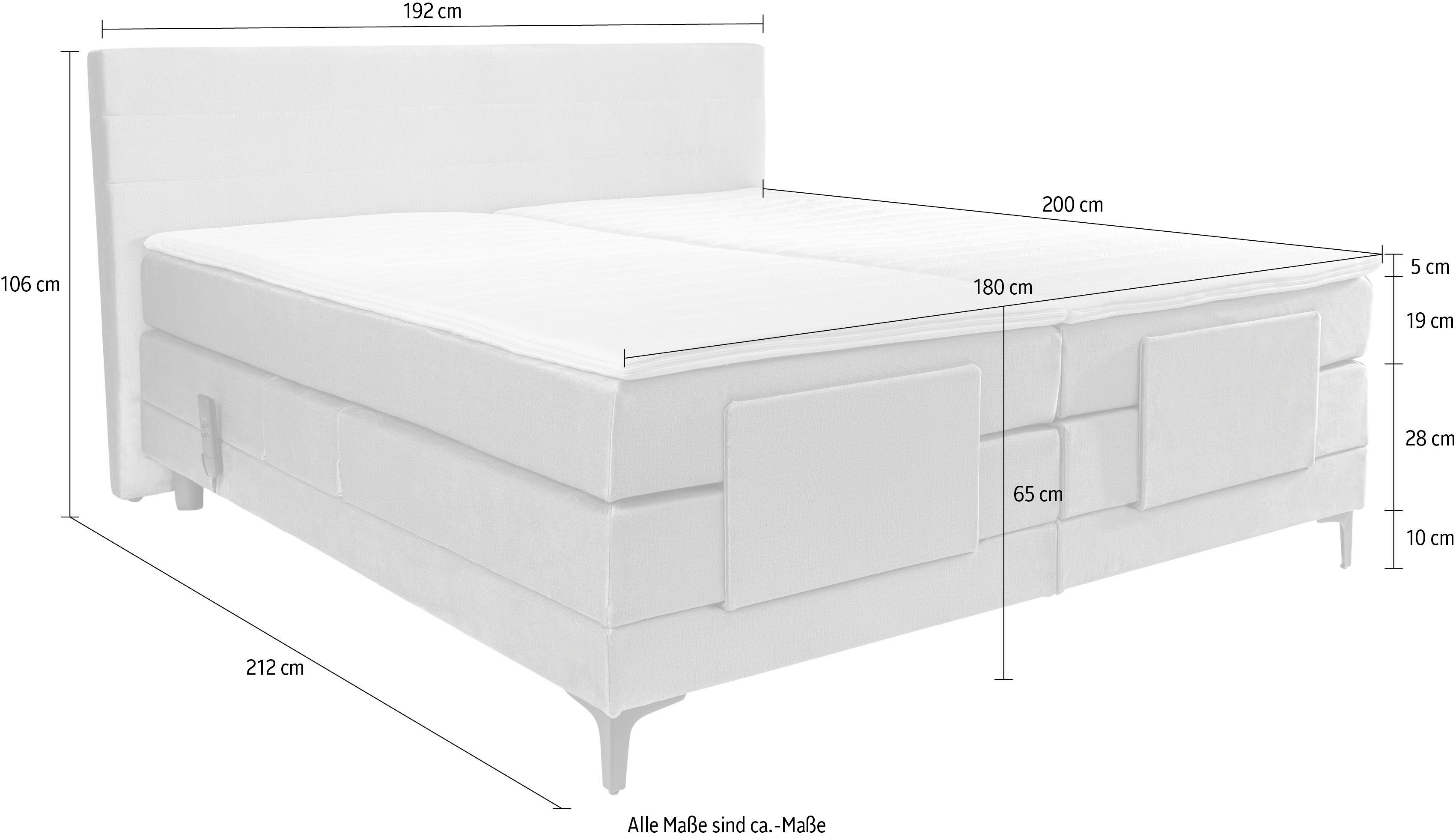 alina Boxspringbett Powell, inkl. Motor, Matratze und Topper, in unterschiedlichen Ausführungen