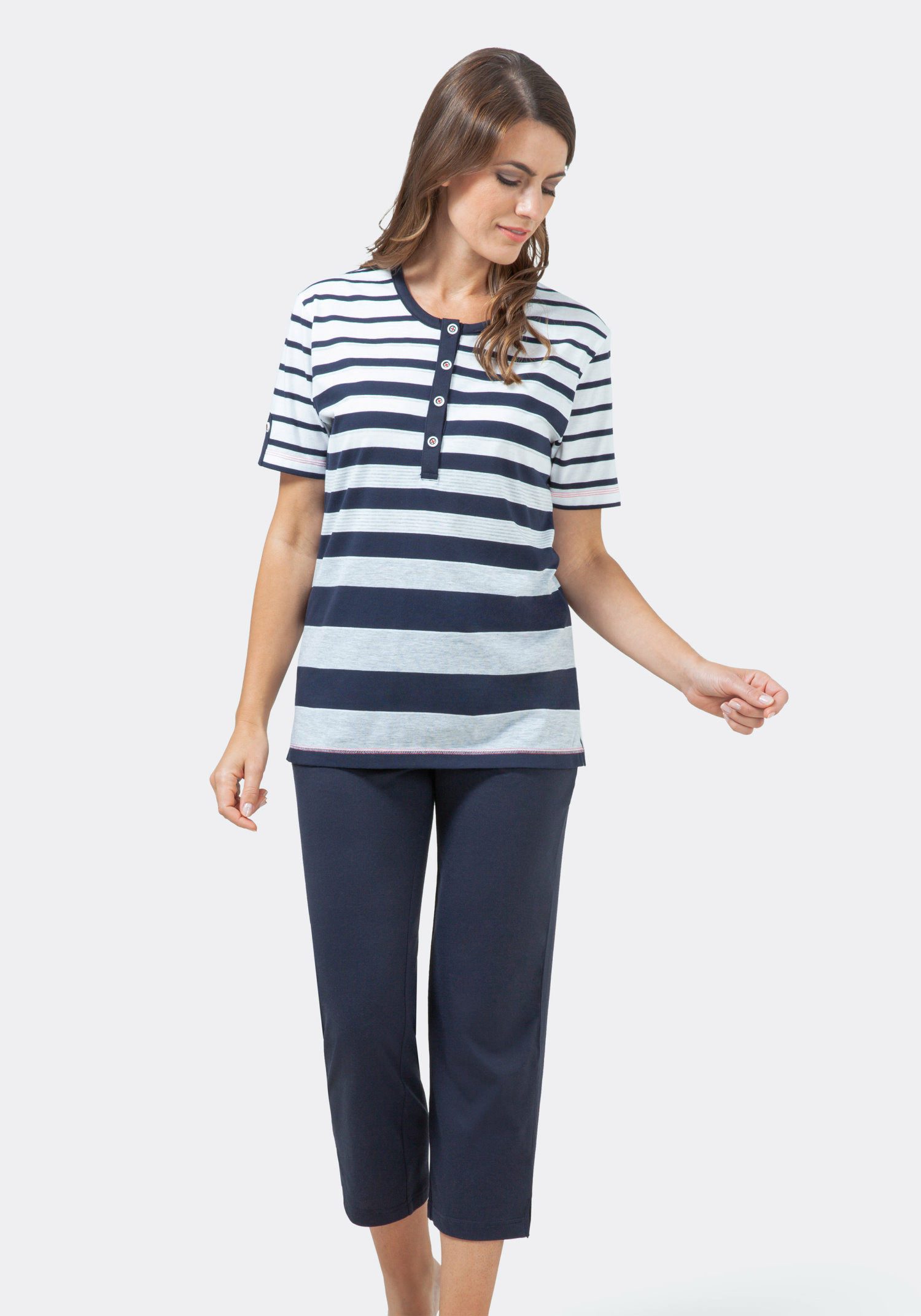 Hajo Schlafanzug Damen Pyjama Caprihose (2 tlg) Klima Komfort