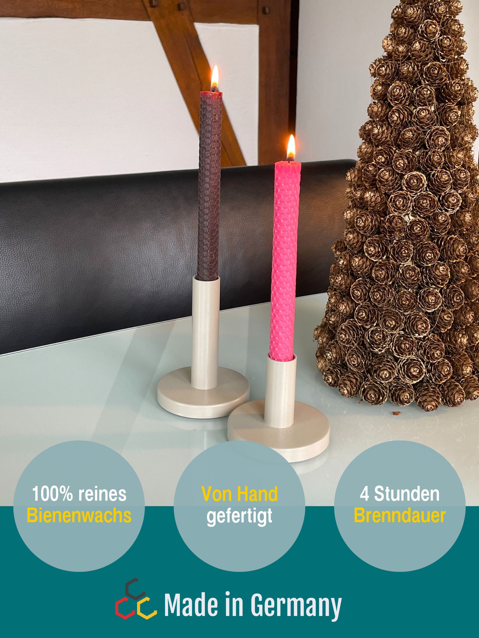 Wachsmann Bienenprodukte Bienenwachskerze handgerollt, 100 % günstig online kaufen