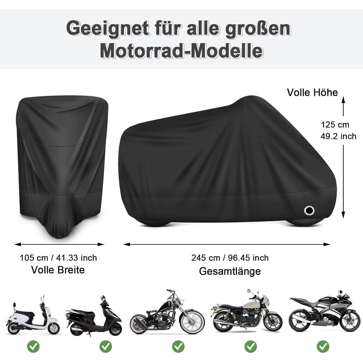 LuxusKollektion Autoplane Motorrad Abdeckplane Winterfest wasserdicht Outdoor 190T 245x105x125cm