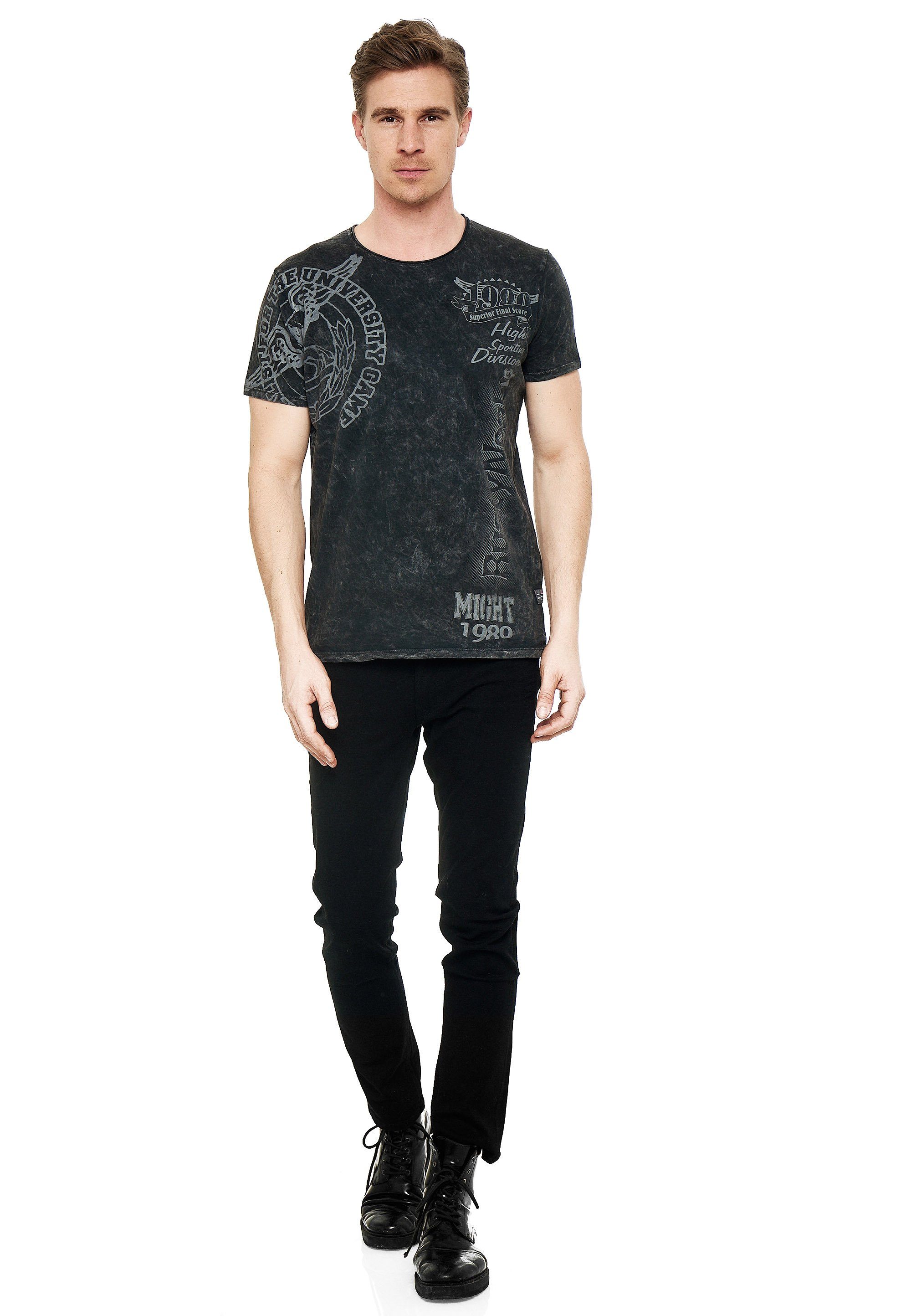 Rusty Neal T-Shirt mit eindrucksvollem Print anthrazit