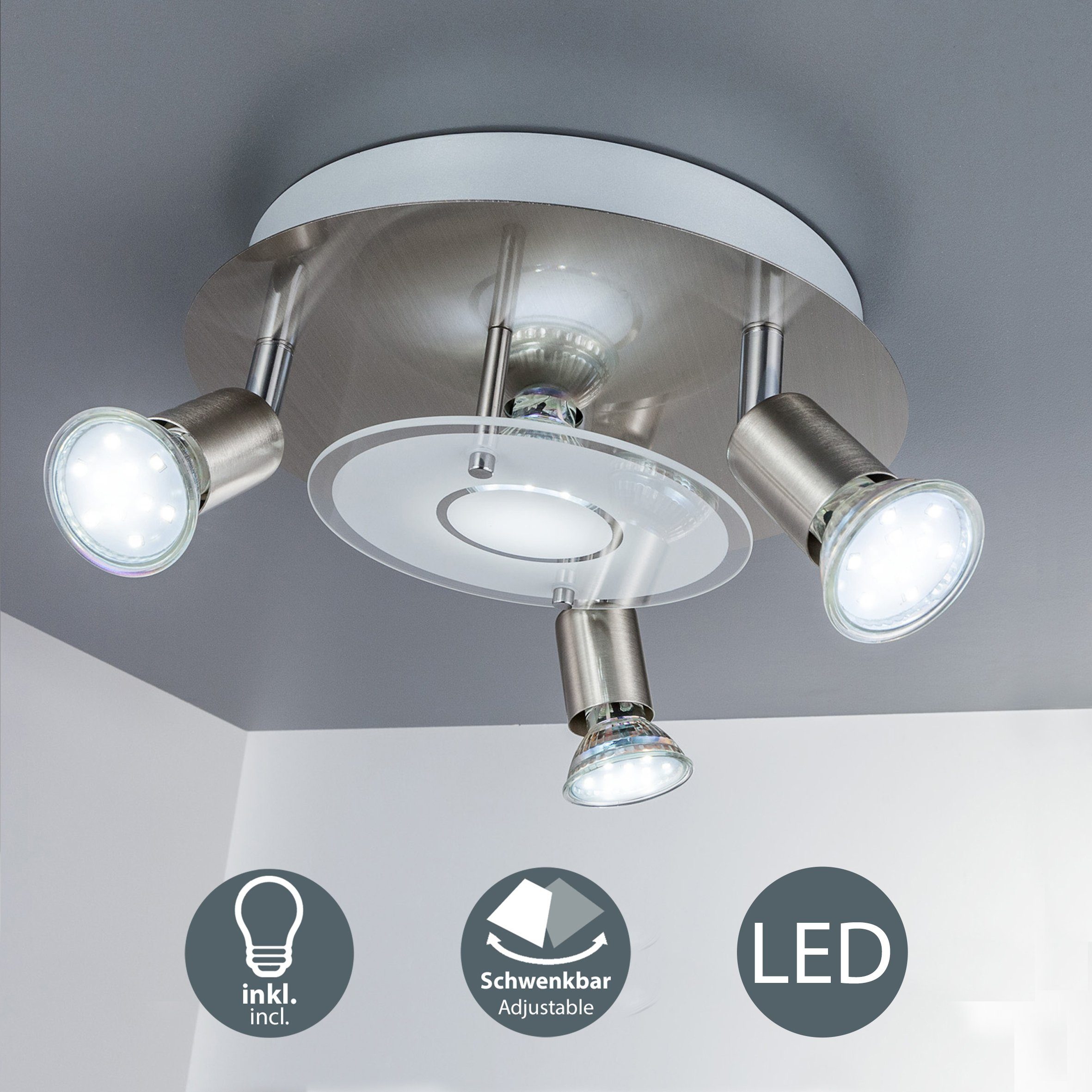 B.K.Licht LED Deckenstrahler, Leuchtmittel wechselbar, Warmweiß, günstig online kaufen