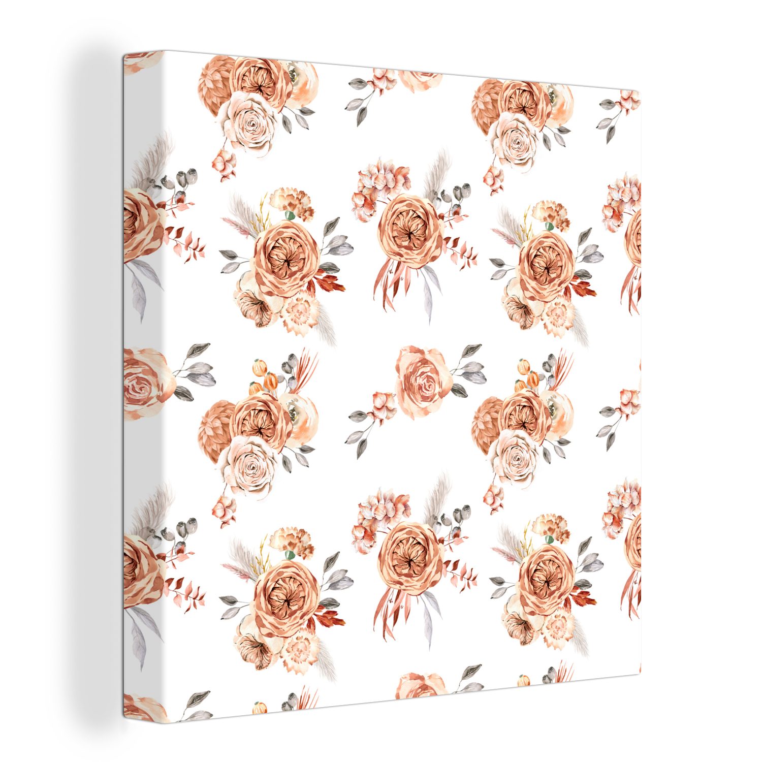 OneMillionCanvasses® Leinwandbild Blumen - Boho - Weiß, (1 St), Leinwand Bilder für Wohnzimmer Schlafzimmer