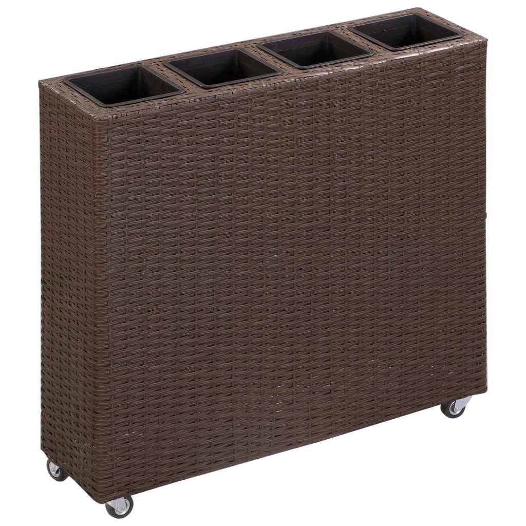 vidaXL Hochbeet Garten-Hochbeet mit 4 Töpfen 80x22x79 cm Poly Rattan Braun (1 St)