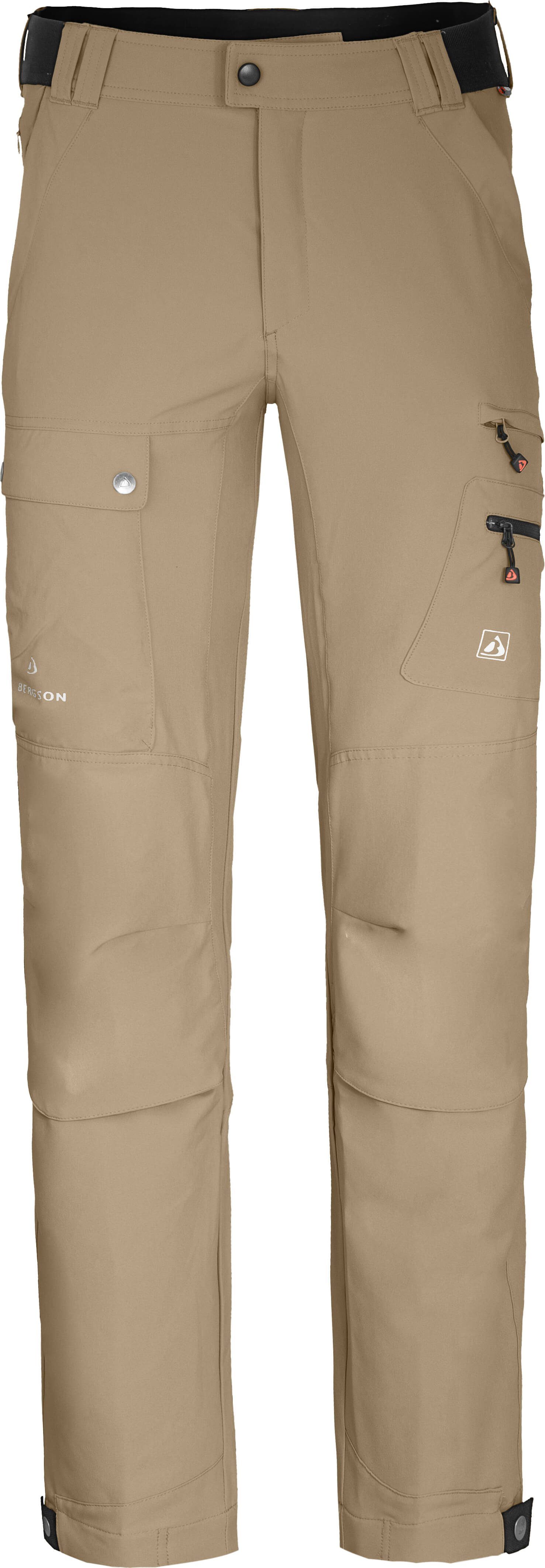 Herren Bergson 7 recycelt, elastisch, beige FROSLEV Taschen, COMFORT Outdoorhose Wanderhose, Kurzgrößen,