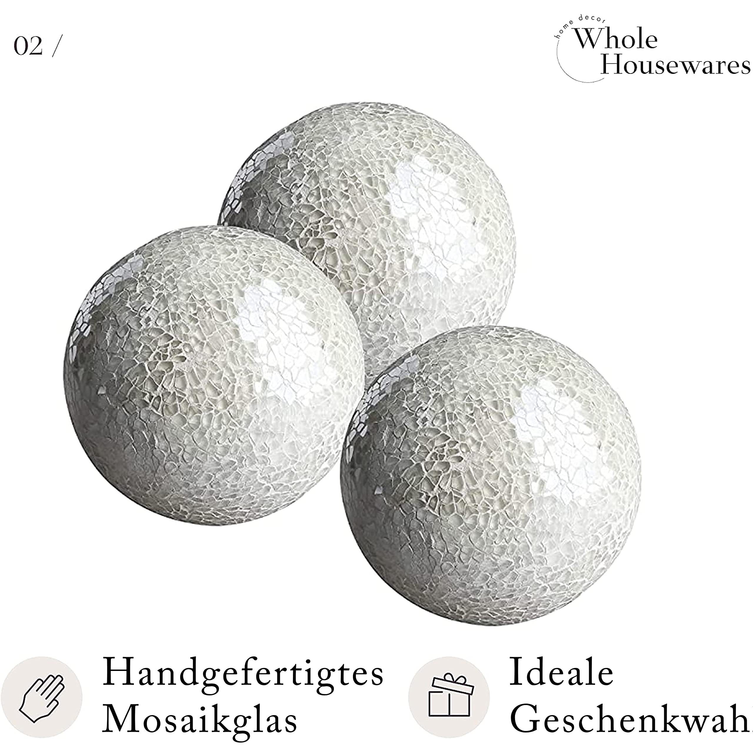 Deko, Dekokugel 4modernglas Of Mosaik-Kugeln Set Whole Housewares Weiß 10cm, Set 3er