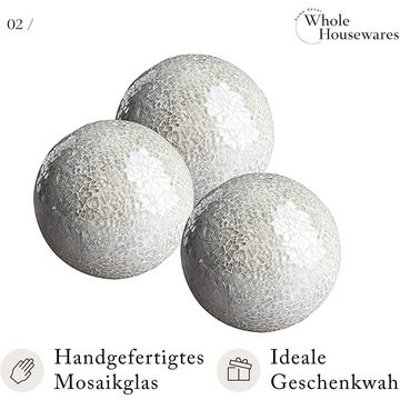 Whole Housewares Dekokugel 3er Set Mosaik-Kugeln 10cm, Deko, Weiß Set Of 4modernglas
