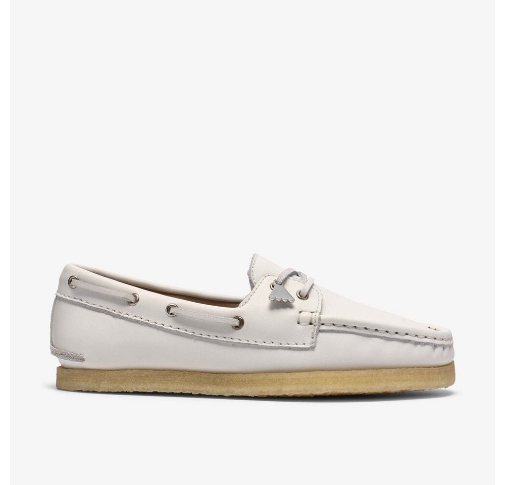 Clarks Clarks - Godney Boat. White Grain Lea - Weiß Schnürschuh