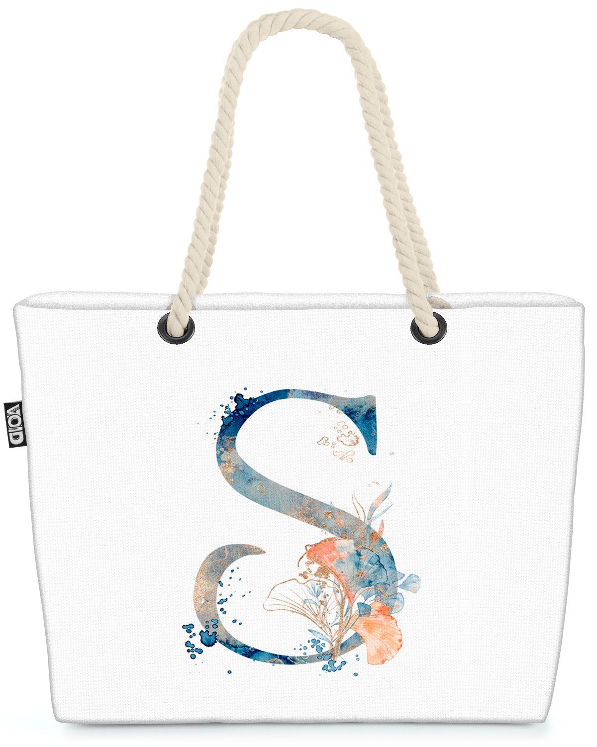 VOID Strandtasche (1-tlg), S Buchstaben Schrift Namen S Buchstabe Namen Wasserfarben Geburtstag