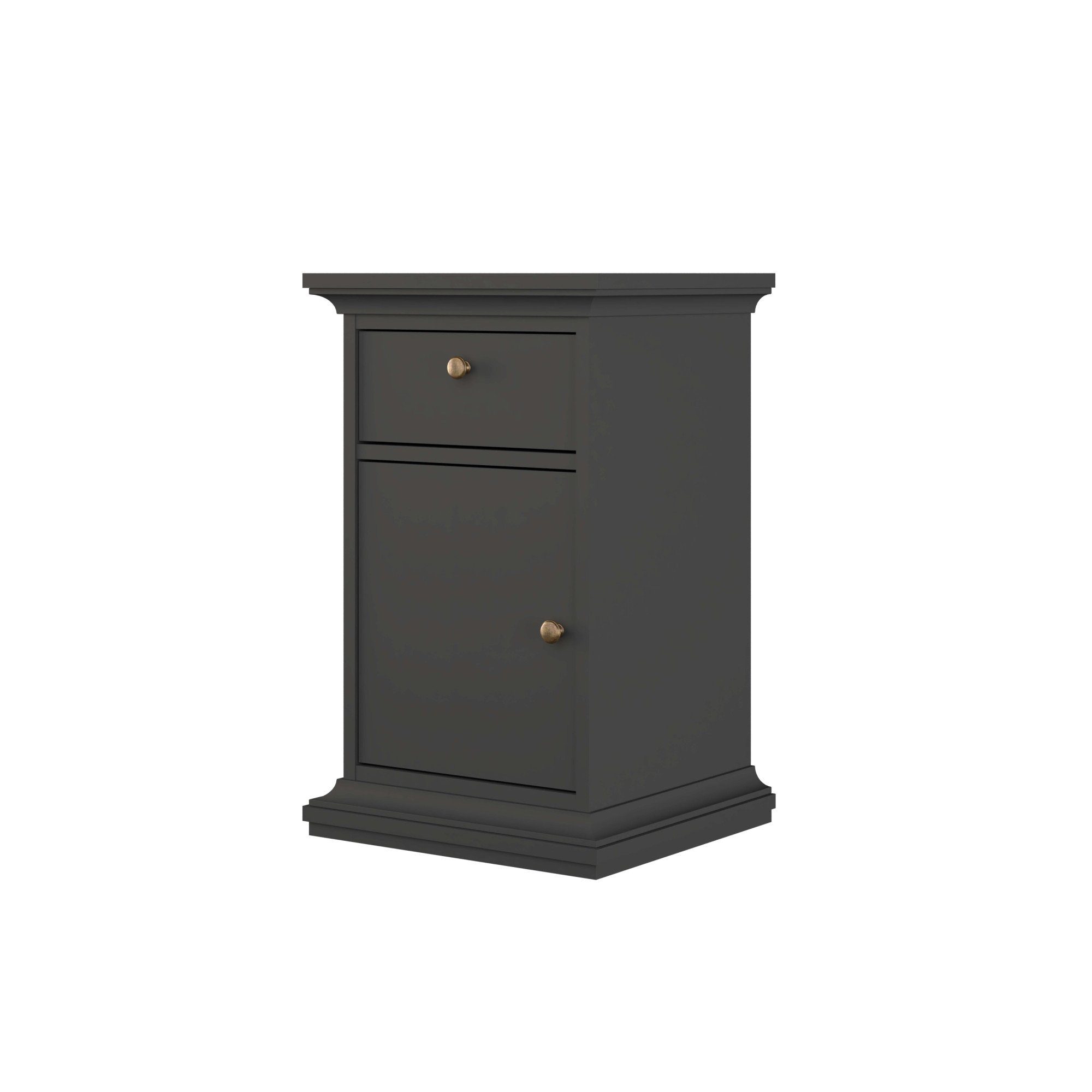 Home affaire Nachtkommode Paris Nachttisch, Nachtschrank, Beistelltisch, mit 1 Tür und 1 Schublade, Stauraum, Kranzprofil, Breite 43,6 cm
