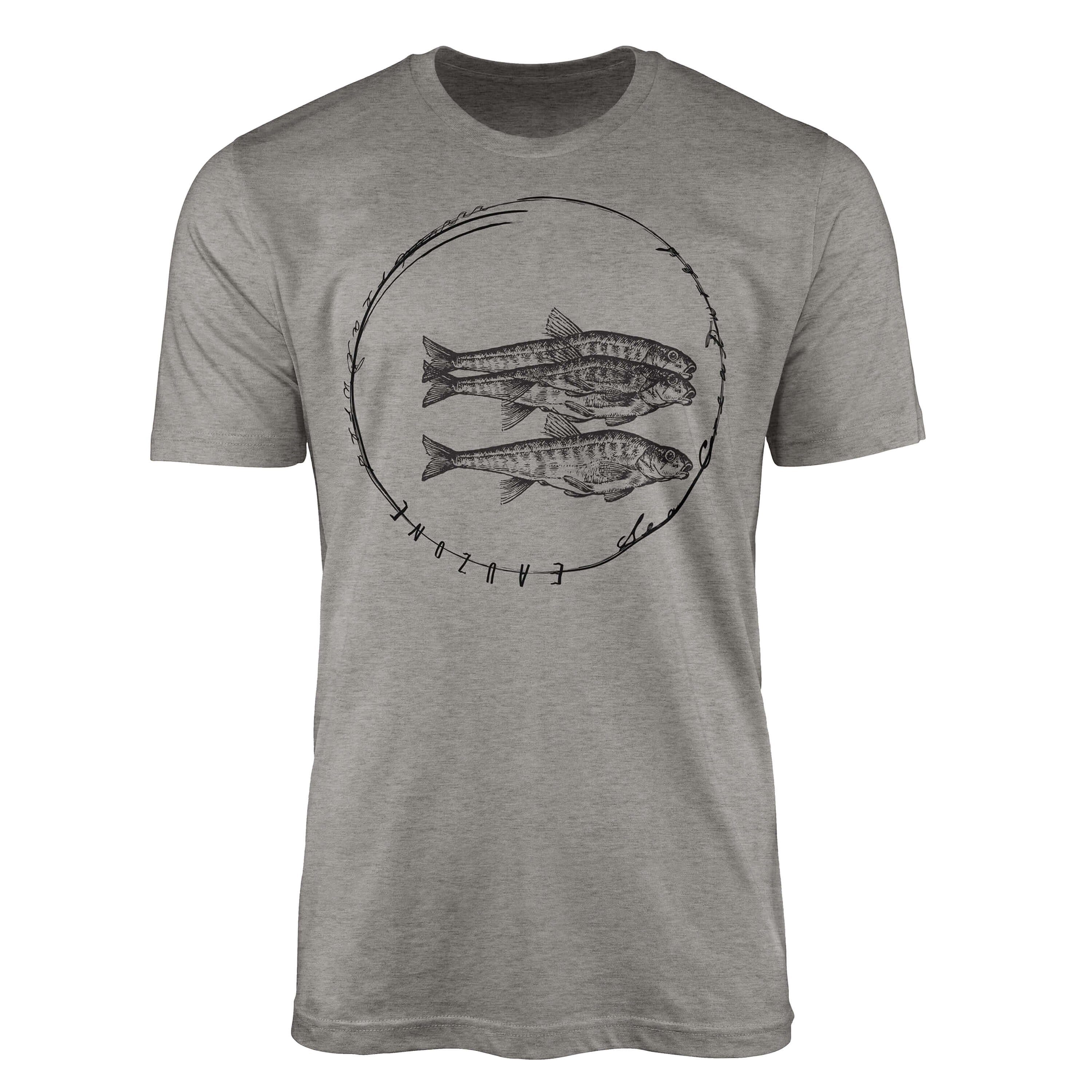 Sinus Art T-Shirt T-Shirt Tiefsee Fische - Serie: Sea Creatures, feine Struktur und sportlicher Schnitt / Sea 059 Ash