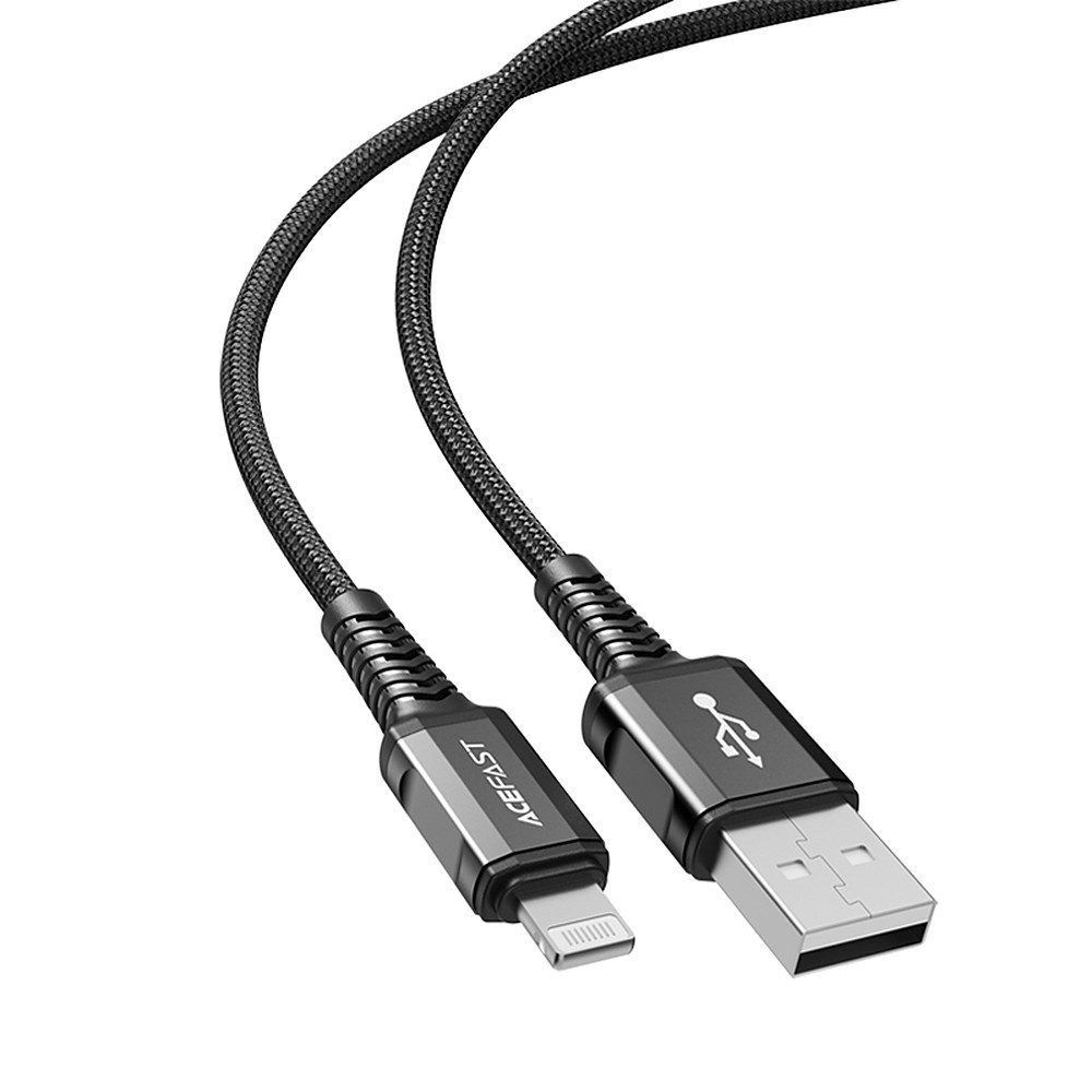Acefast Ladekabel Datenkabel Schnellladekabel Lightningkabel, USB-A, Lightning (120.0 cm), MFi-zertifiziert, 2,4 A, Nylon, Knickschutz