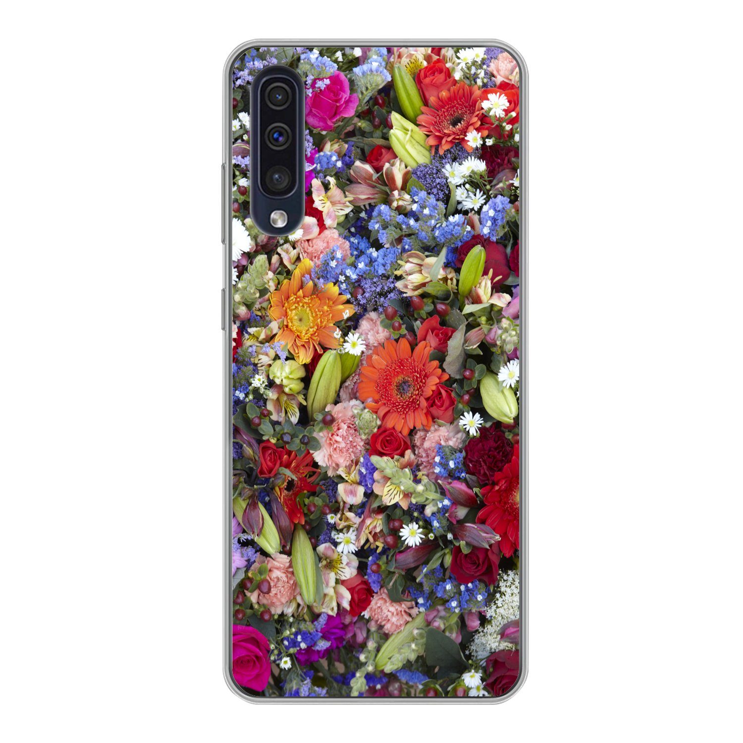 MuchoWow Handyhülle für Samsung Galaxy A30s Ein florales Design mit leuchtenden Farben, Smartphone-Bumper, Print, Handy Schutzhülle Dünn