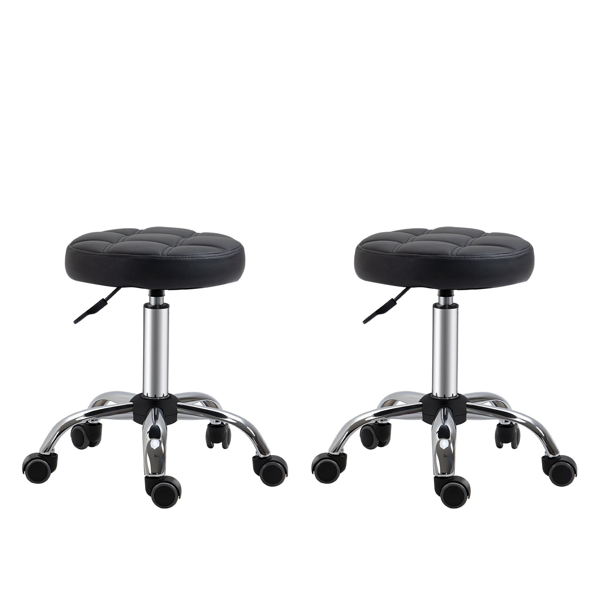 HOMCOM Rollsitz Salon Hocker (Set, 2 St., 2er-Set Rollhocker), Salonrocker, Schwarz, bis 120kg belastbar