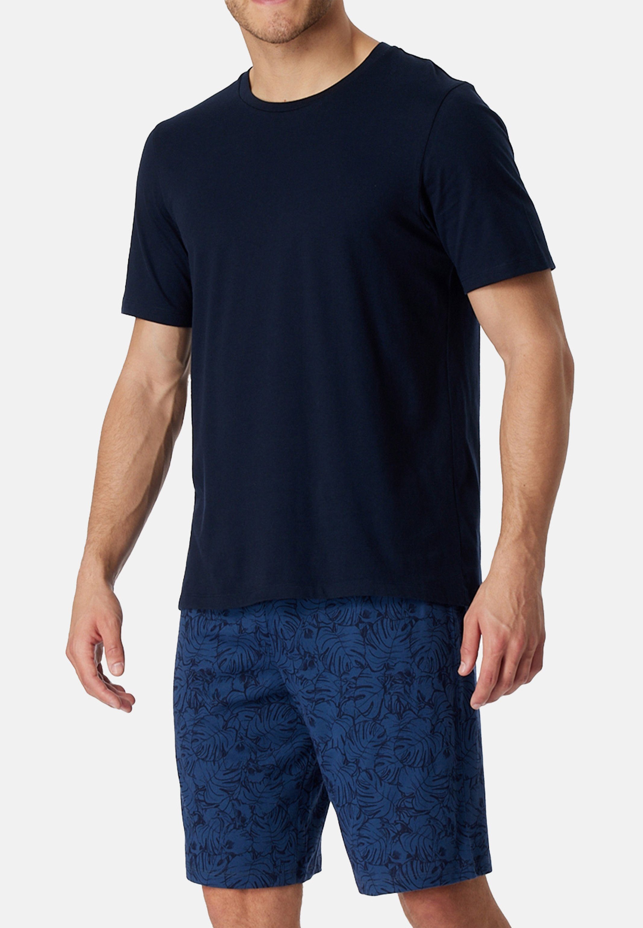 Schiesser Pyjama Casual Essentials (Set, 2 tlg) Schlafanzug - Baumwolle - Atmungsaktiv - Set aus T-Shirt und Shorts
