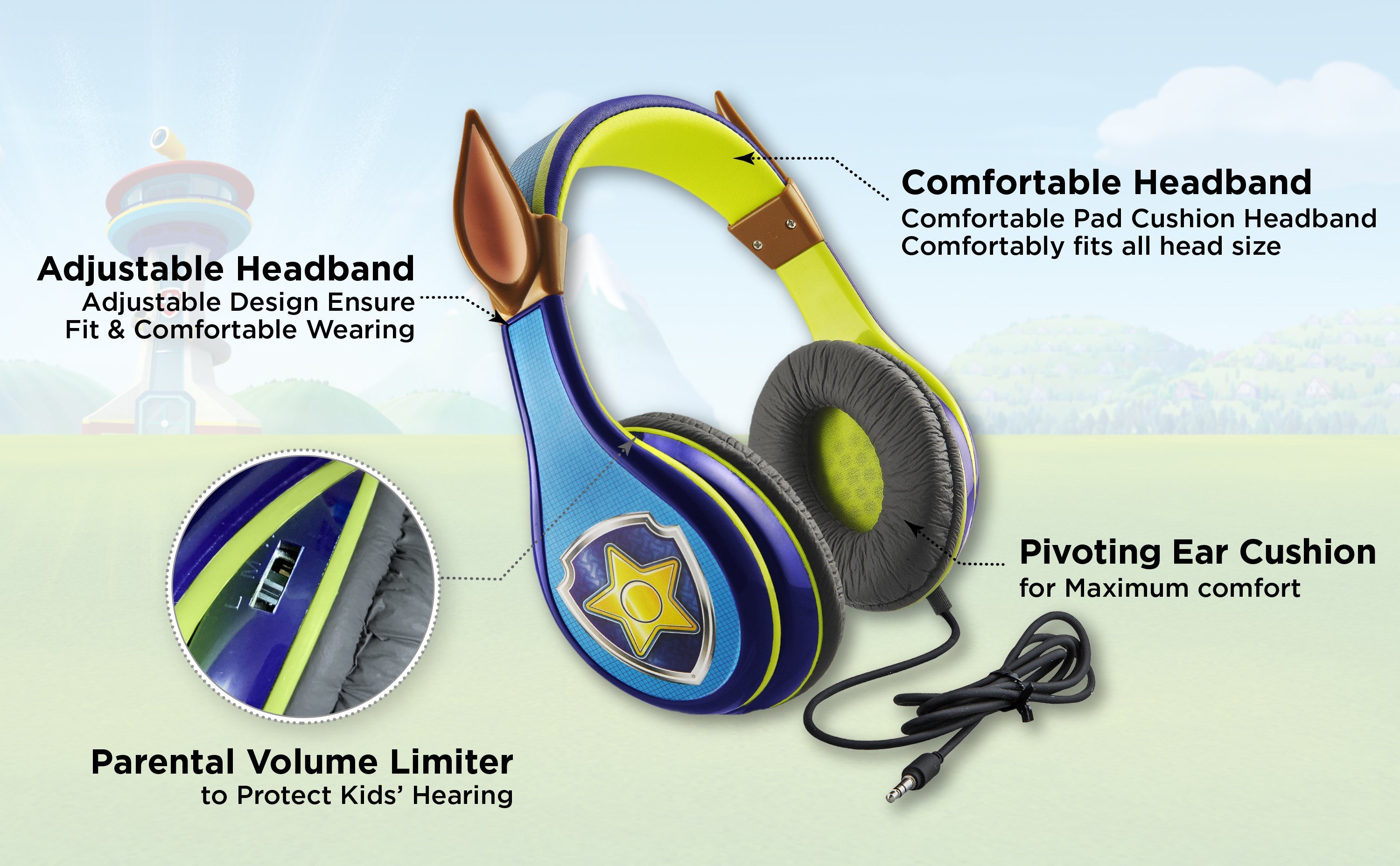 eKids Paw (inkl. 3D Kopfhörer mit Kinder-Kopfhörer Lautstärkebegrenzung) Chase Patrol coolen Hundeohren
