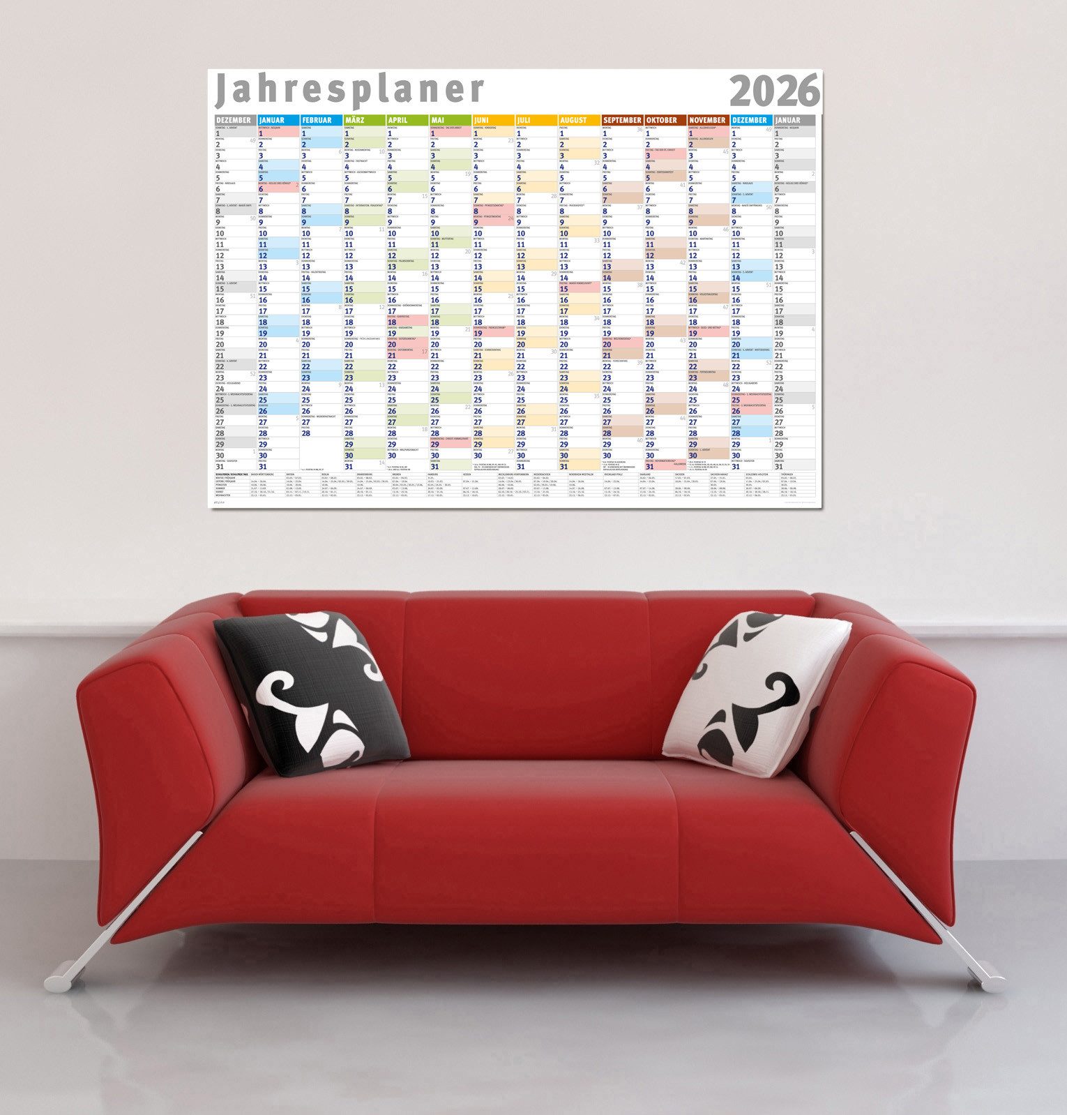Poster Jahresplaner 2026 - Wandplaner Kalender - Giant XXL Poster - Grösse günstig online kaufen