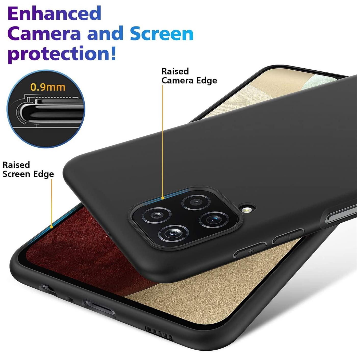 CoolGadget Handyhülle Handy Schutzhülle für Samsung Galaxy A12 / M12 matt schwarz 6,5 Zoll, Silikon TPU Hülle Schutz Tasche Cover schlicht Slim Case