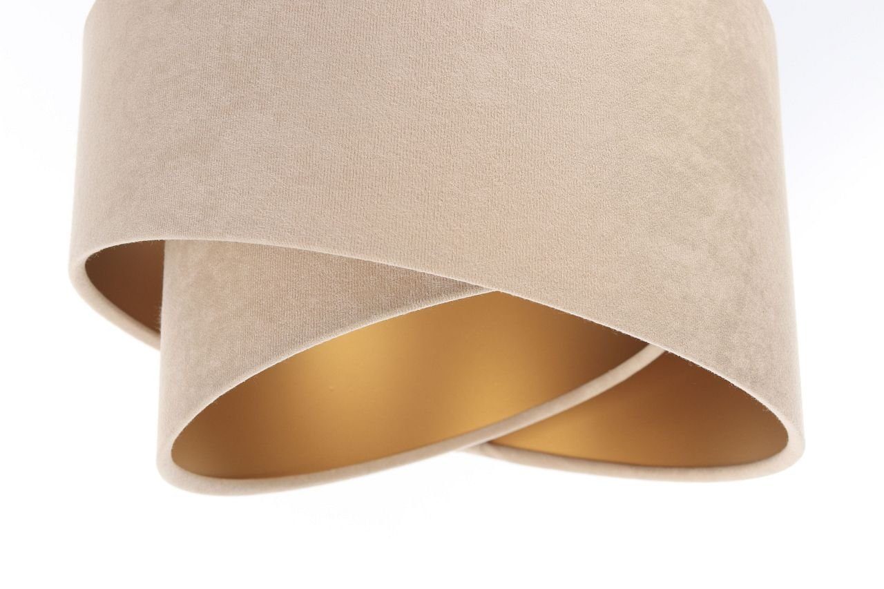 Licht-Erlebnisse Pendelleuchte MADAN, ohne Leuchtmittel, in Weiß Beige Gold 3-flammig E27 Stoff Metall Modern Wohnzimmer