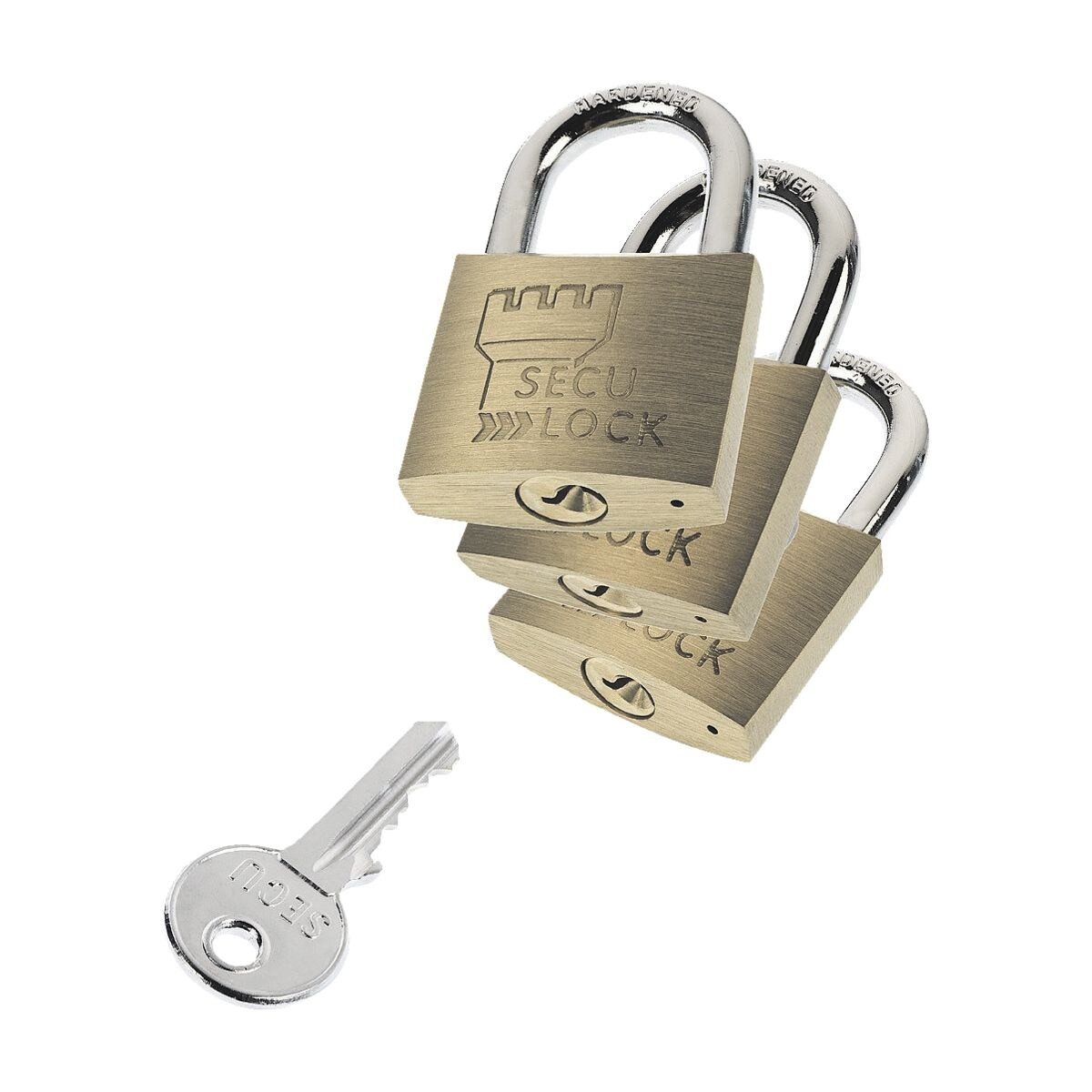 Burg Wächter Vorhängeschloss TRIO 405 40 GL SB, (3-tlg), Bügelweite 20 mm