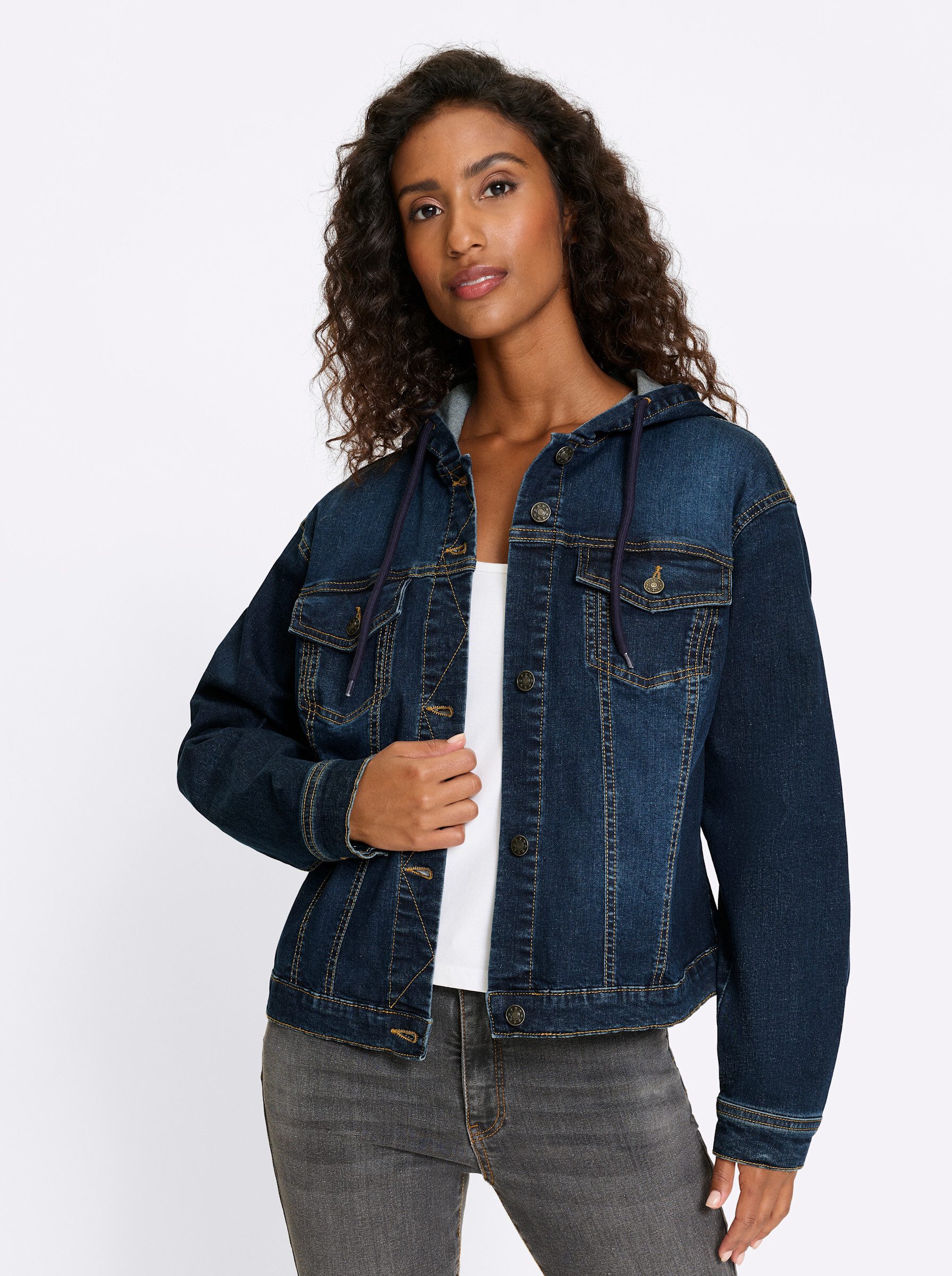 heine Blusenblazer Jeans-Jacke Langarm