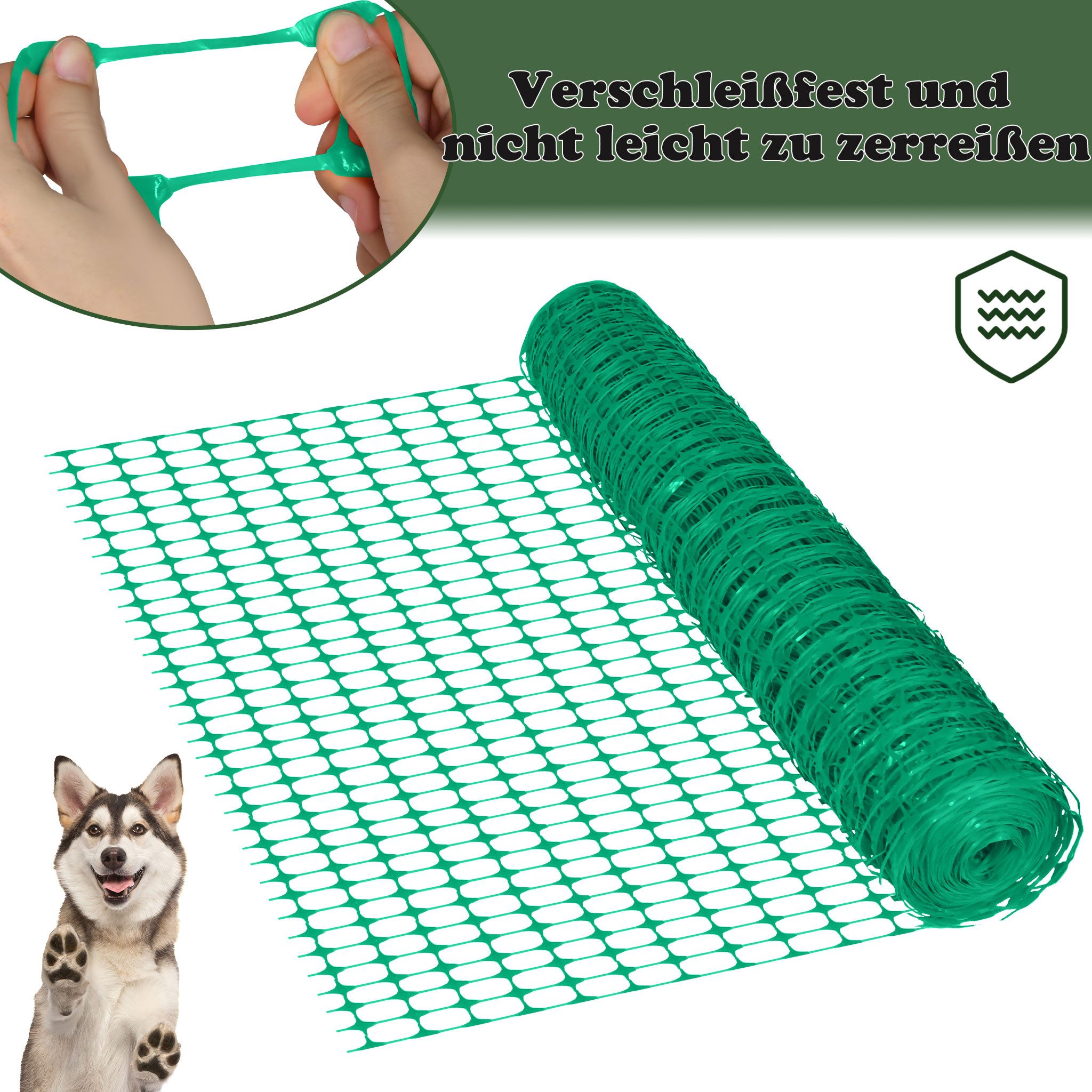 FIVMEN Wildzaun Absperrzaun Bauzaun Begrenzungszaun, Nutztierzäune 100 cm hoch, für Geflügelgehege Warnnetz, Grün(mit Bodenspikes) – Bild 5 von 5