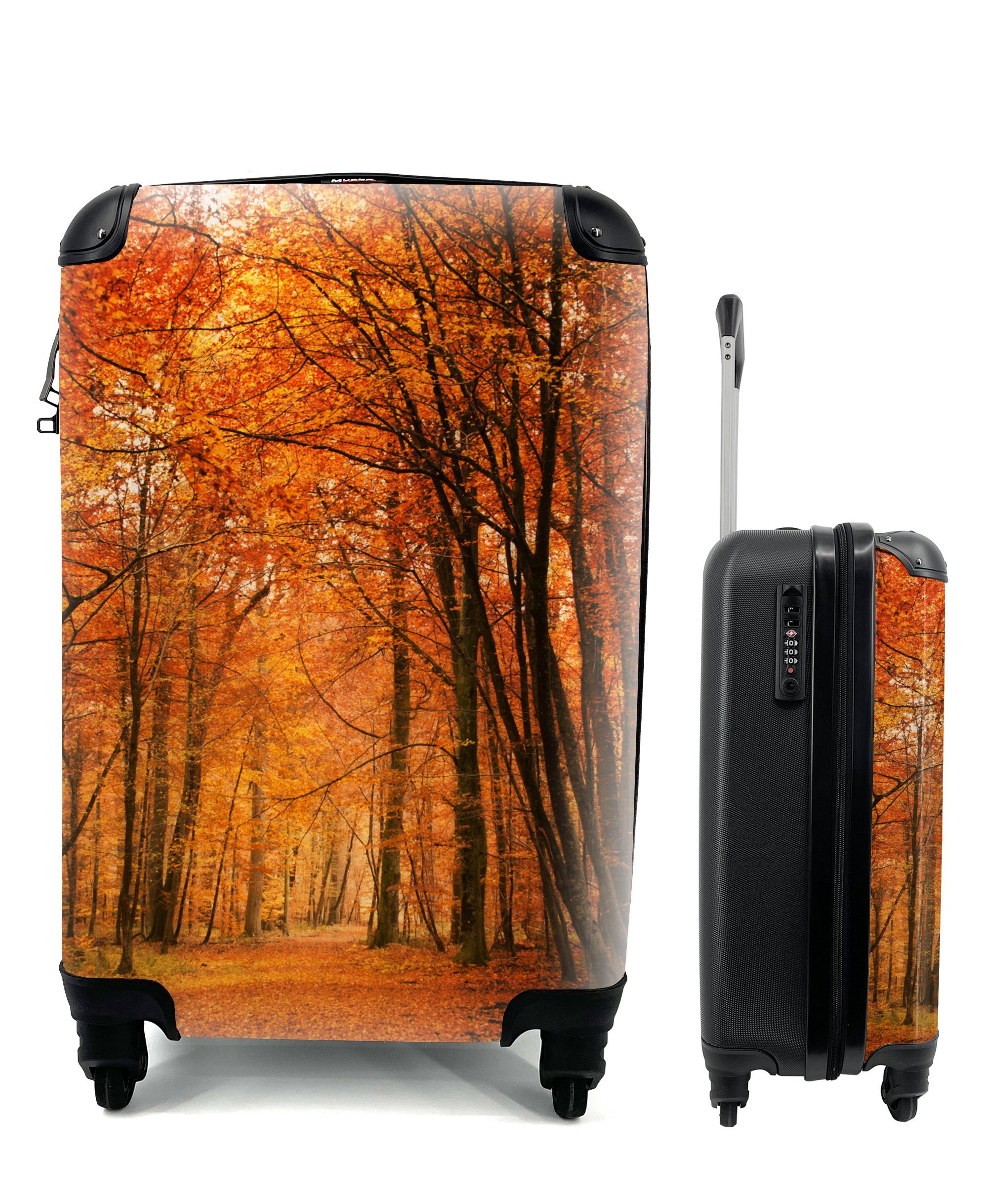 MuchoWow Handgepäckkoffer Ein Wald mit Herbstfarben, 4 Rollen, Reisetasche mit rollen, Handgepäck für Ferien, Trolley, Reisekoffer