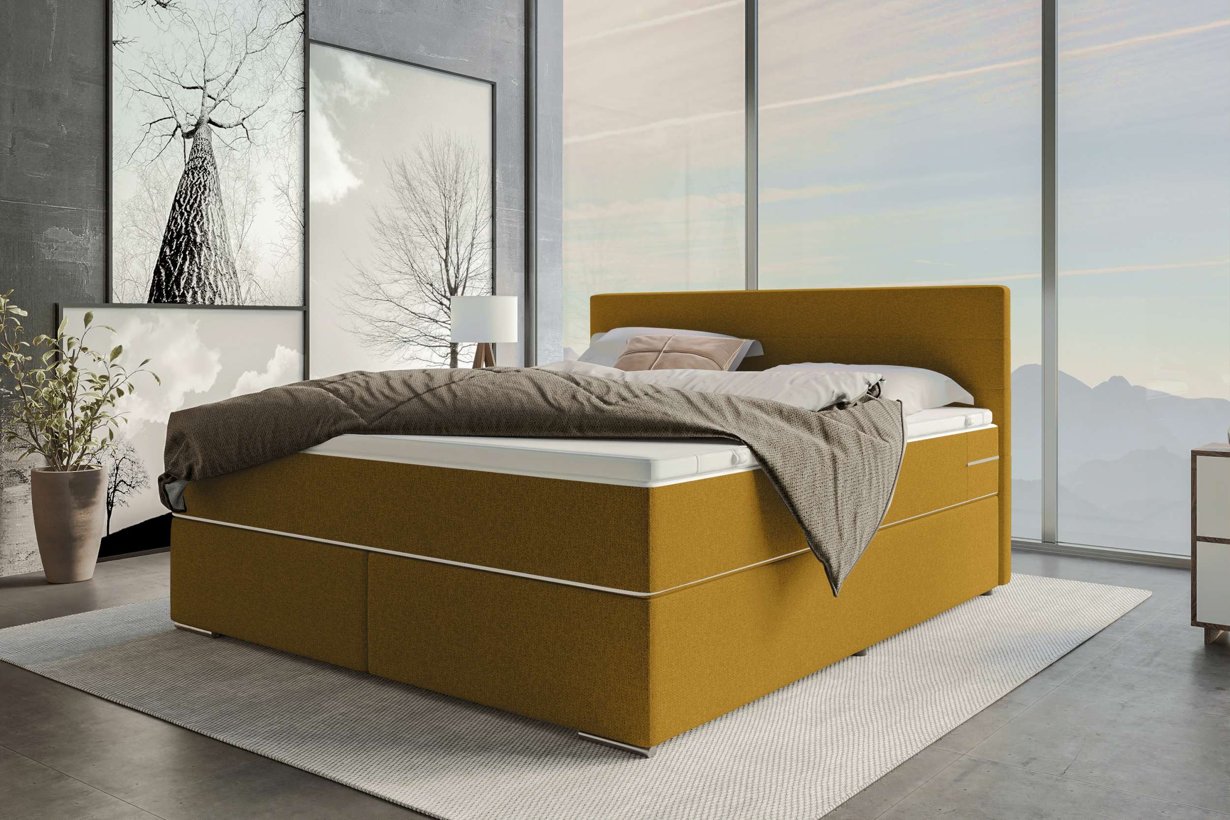 Sofa Dreams Boxspringbett Boxspringbett Valerio Webstoff (Schlafzimmerbett, Bett), MALMO_NEW
