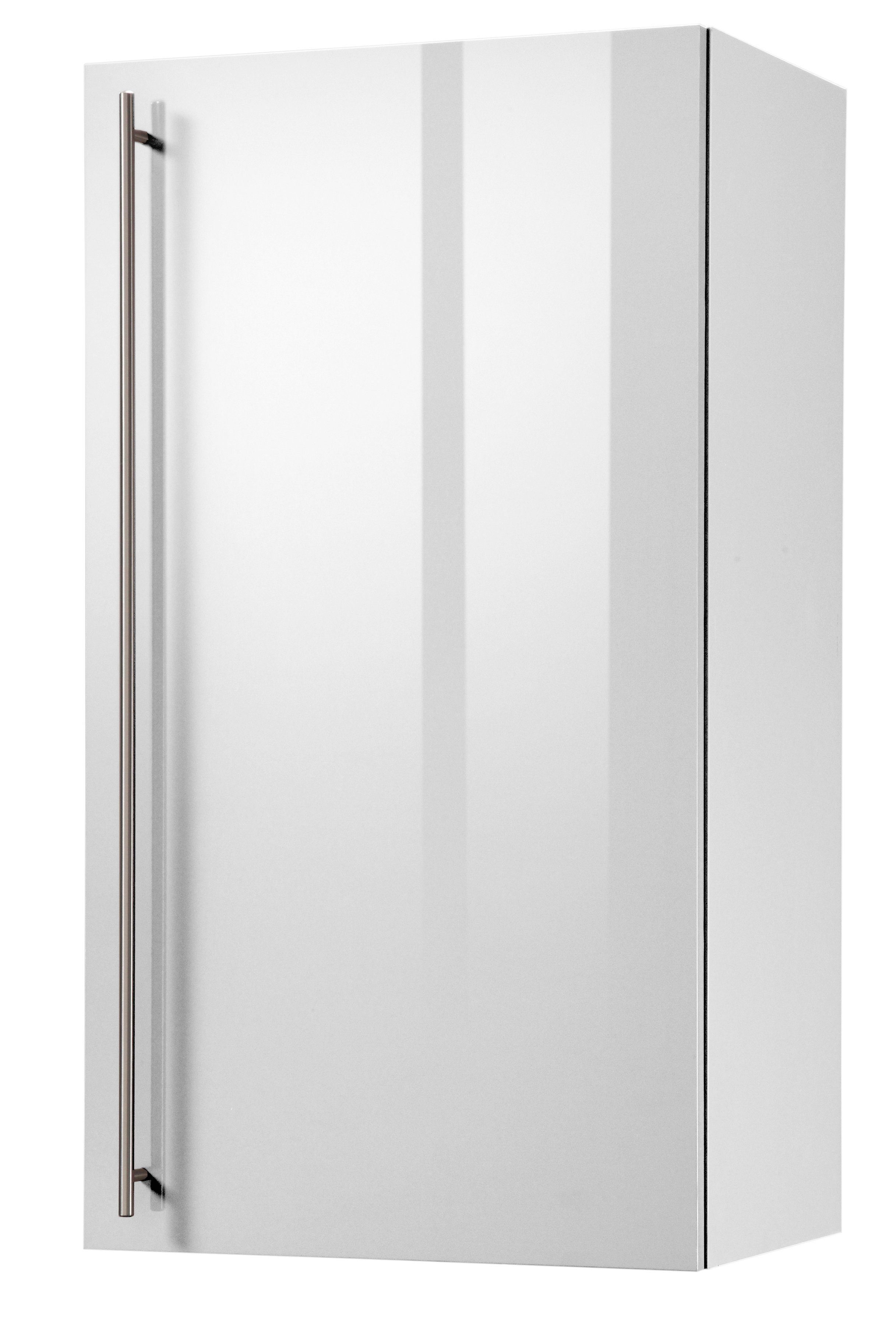 Weiß / Akazie 50 cm breit 90 cm hoch Küchen-Glashängeschrank BARCELONA 