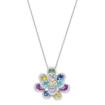 GIORGIO MARTELLO MILANO Kette mit Anhänger mit Anhänger Blüte mit bunten Zirkonia, Silber 925