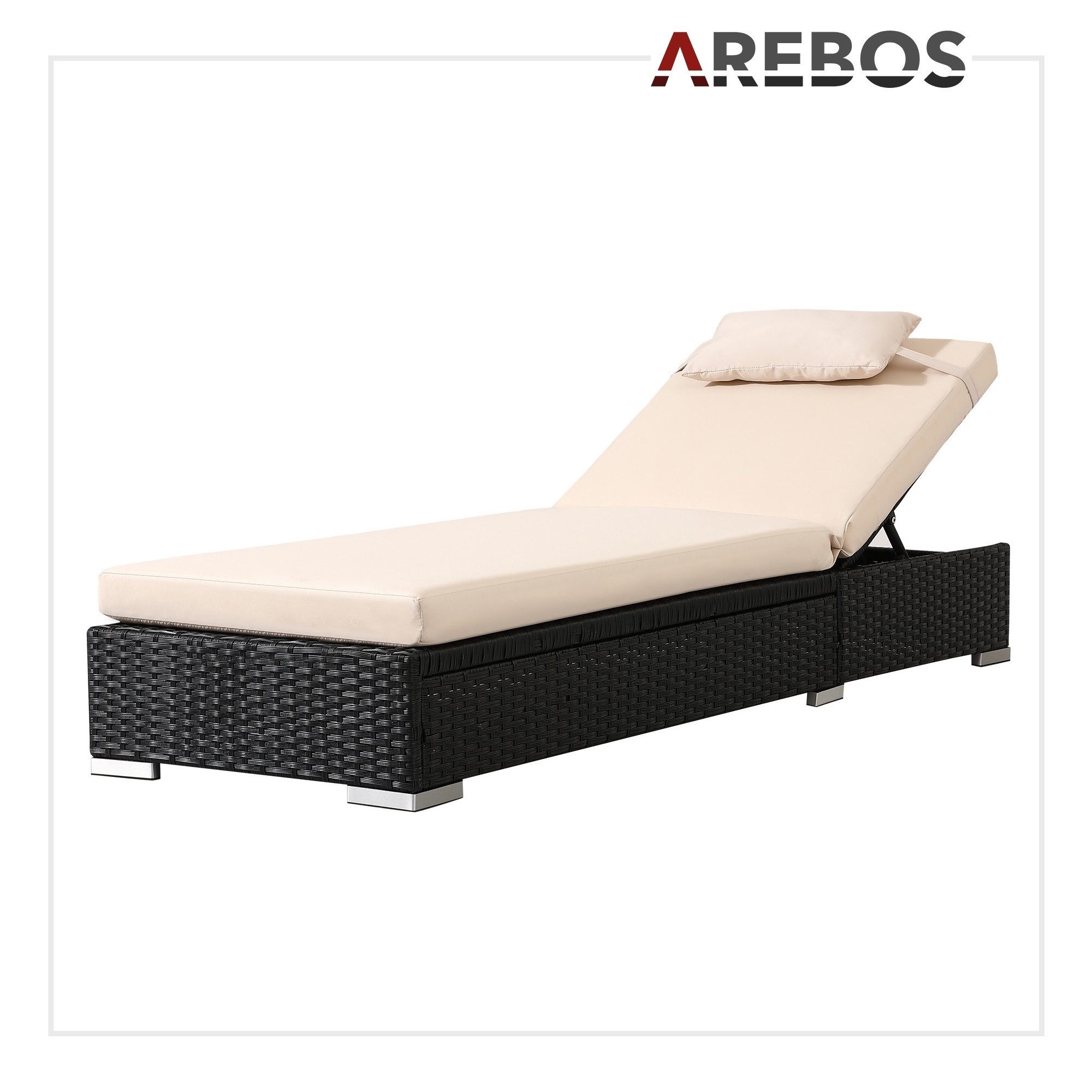 Arebos Gartenliege 1x Poly-Rattan Sonnenliege mit günstig online kaufen