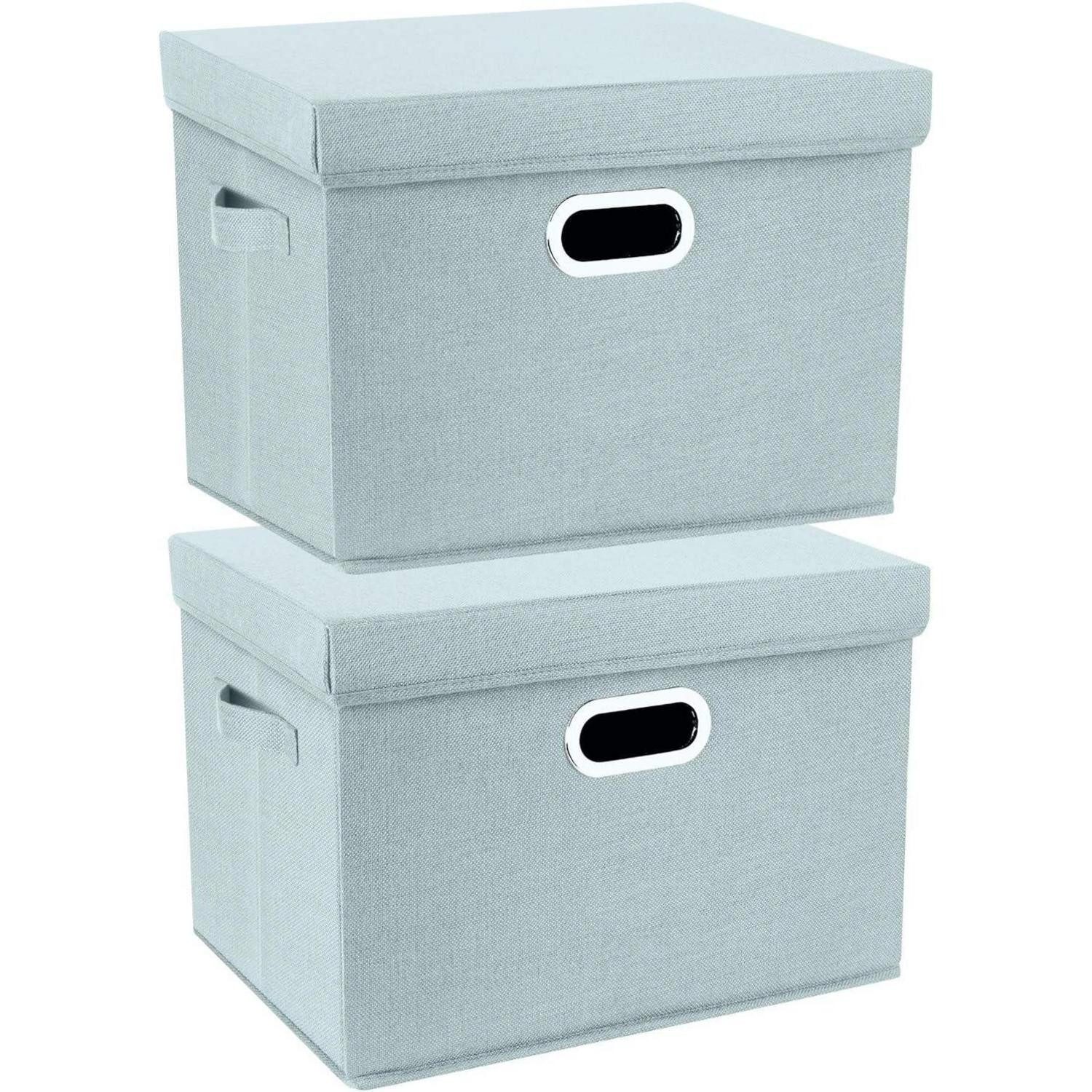LuxusKollektion Faltbox Aufbewahrungsbox Deckel Stoff faltbar waschbar 2-Stück Aqua Spring