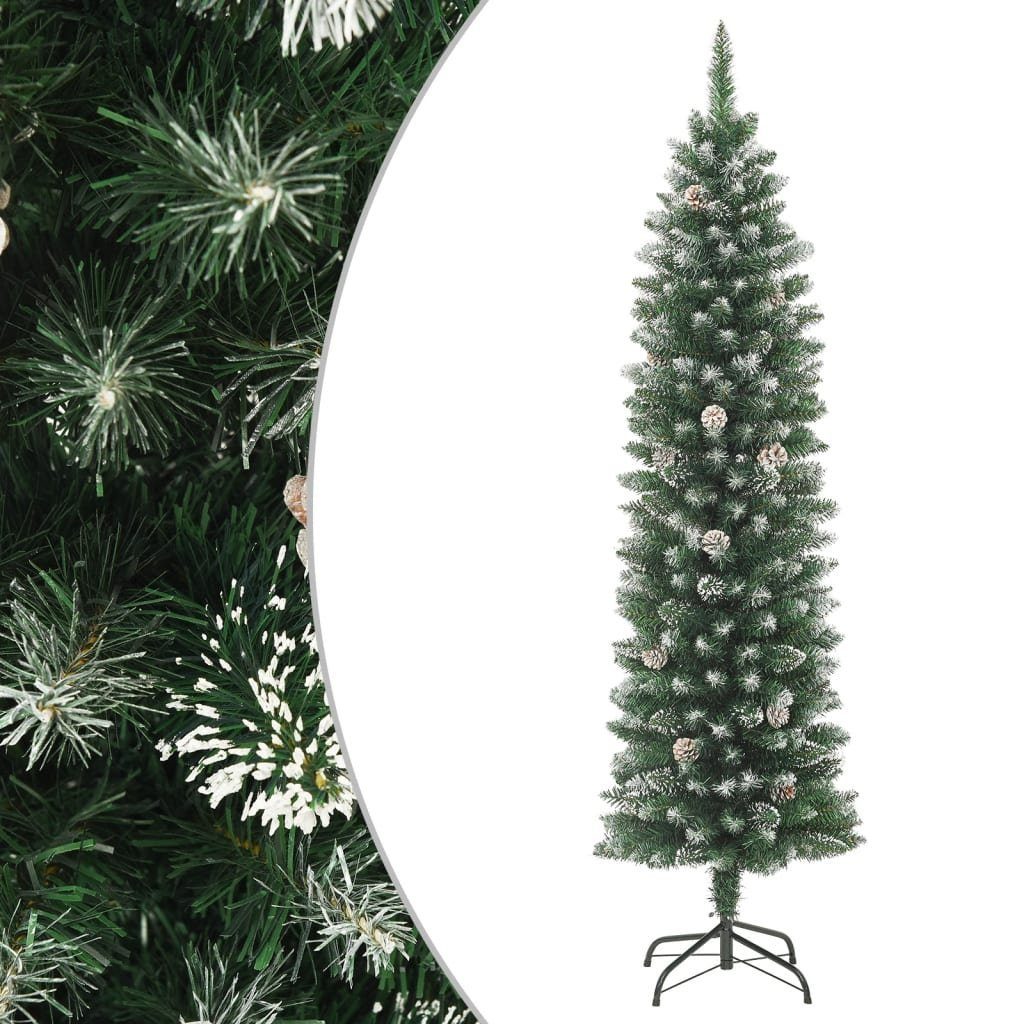 vidaXL Künstlicher Weihnachtsbaum Künstlicher Weihnachtsbaum mit Ständer Schlank 240 cm PVC