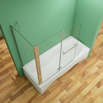 duschspa Badewannenaufsatz Duschwand auf Badewanne Badewannenaufsatz Faltwand mit Seitenwand, Einscheibensicherheitsglas, Sicherheitsglas, (Set), Glas
