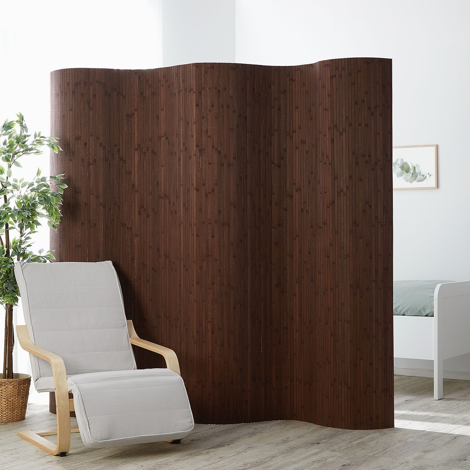 Homestyle4u Paravent Raumteiler Trennwand Bambus Sichtschutz Indoor Holz (1 St), Hellbraun