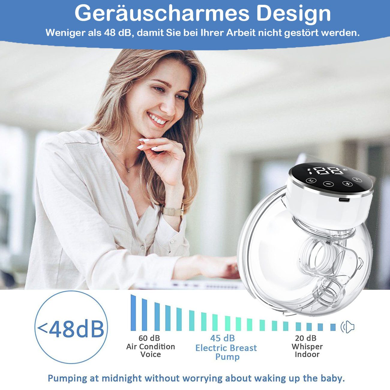 ANYSUN Elektrische Milchpumpe Milchpumpe Tragbar Freihändig,Brustpumpe Milch mit 3 Modi und 9 Stufen, tragbar Milchpumpe,LED Intelligentem Display, 2-tlg., Ultra Leise Wiederaufladbare,Fassungsvermögen 180ml