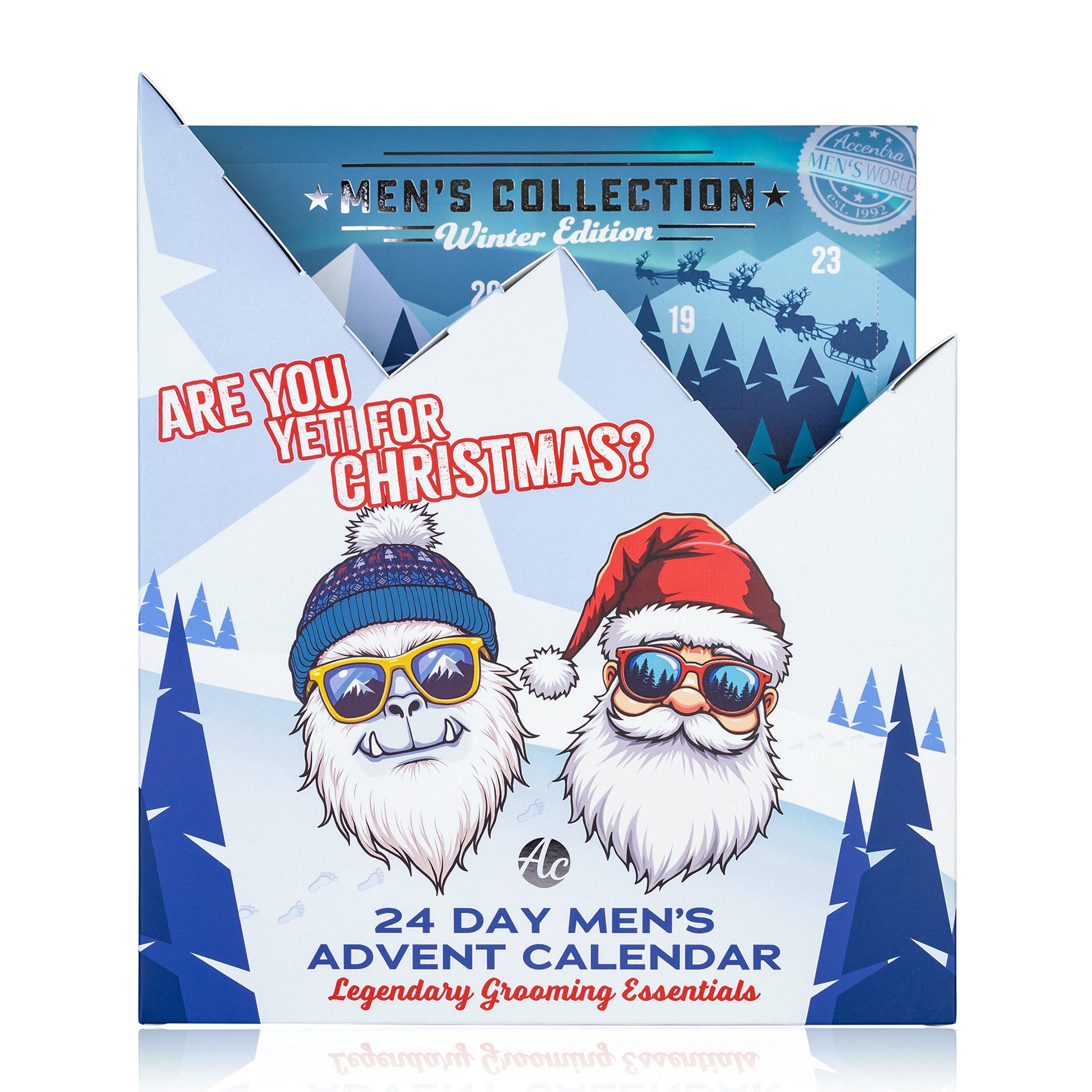 ACCENTRA Adventskalender Adventskalender MEN'S COLLECTION WINTER EDITION in aufklappbarer Box, Praktische Aufhängung oder als Dekoration auf Tisch/Regal