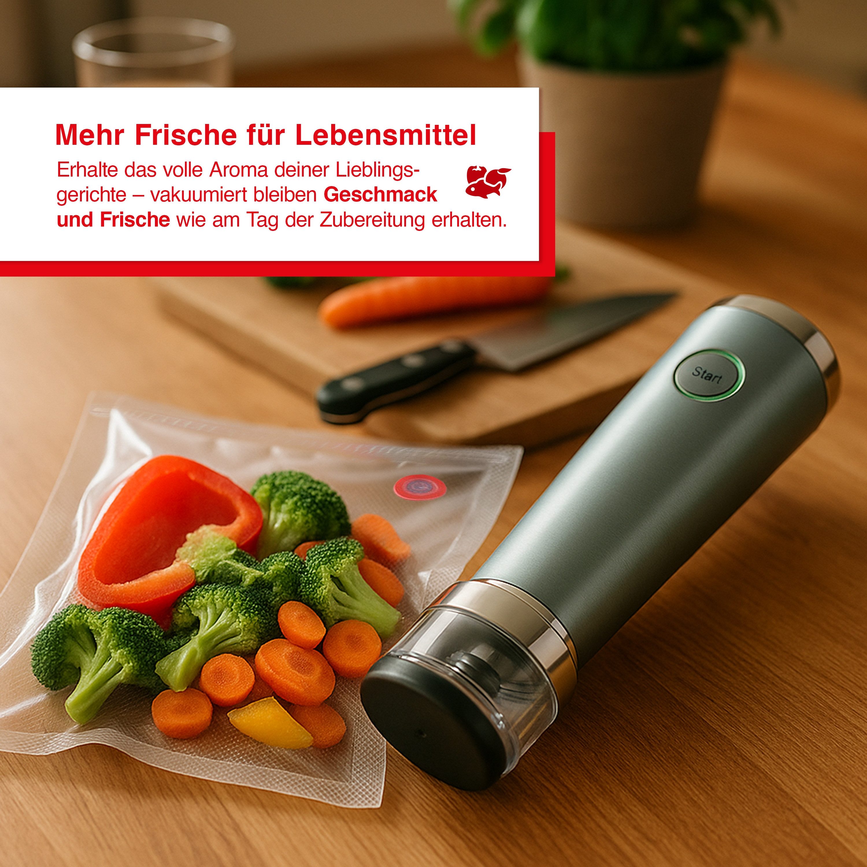 SOLIS OF SWITZERLAND Vakuumierer Vac Stick, Typ 5707, 13W, USB, mit Flüssigkeitsabsorber und 3 Vakuumierbeutel