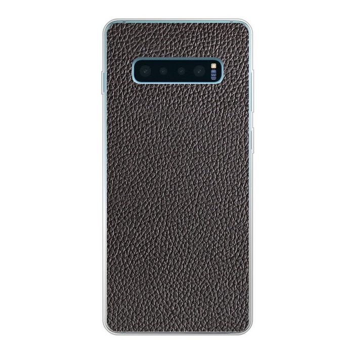 MuchoWow Handyhülle Leder - Lederoptik - Schwarz - Hell Phone Case Handyhülle Samsung Galaxy S10 Lite Silikon Schutzhülle